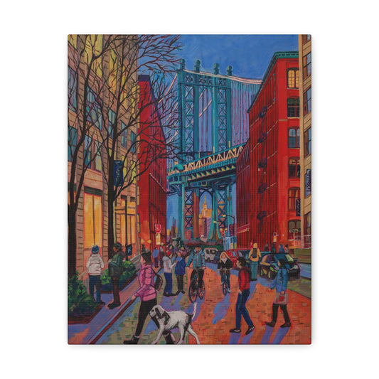 Empire through Manhattan Bridge-DUMBO — Gallery Wrapped Canvas Reproduction