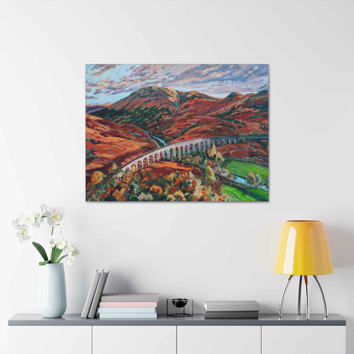 Autumn in Scotland, the Glenfinnan Viaduct— Gallery Wrapped Canvas Reproduction