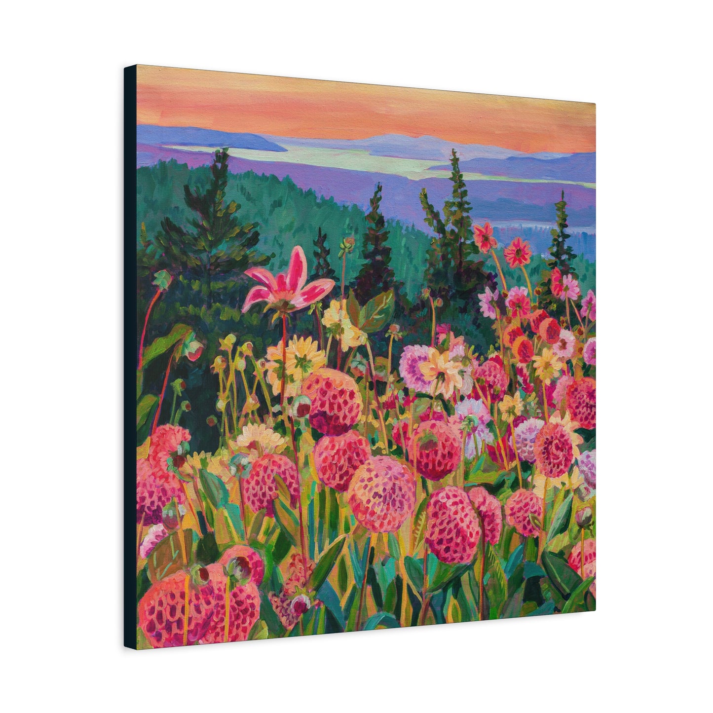 Wonder garden series- Dahlias—Matte Canvas, Stretched, 1.25"