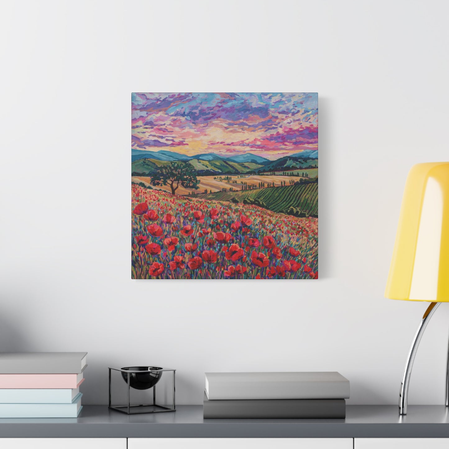 Tuscan Poppies and Poplars —Matte Canvas, Stretched, 1.25"