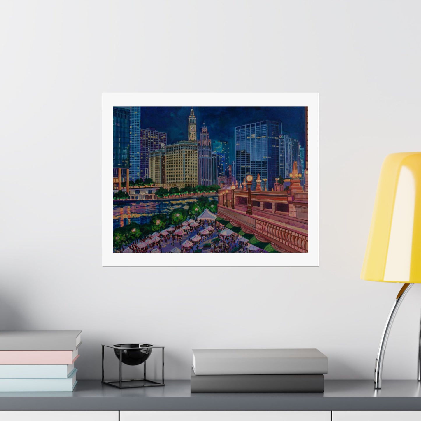 Riverwalk Chicago at Michigan Ave—Matte Horizontal Fine Art Poster Reproductions