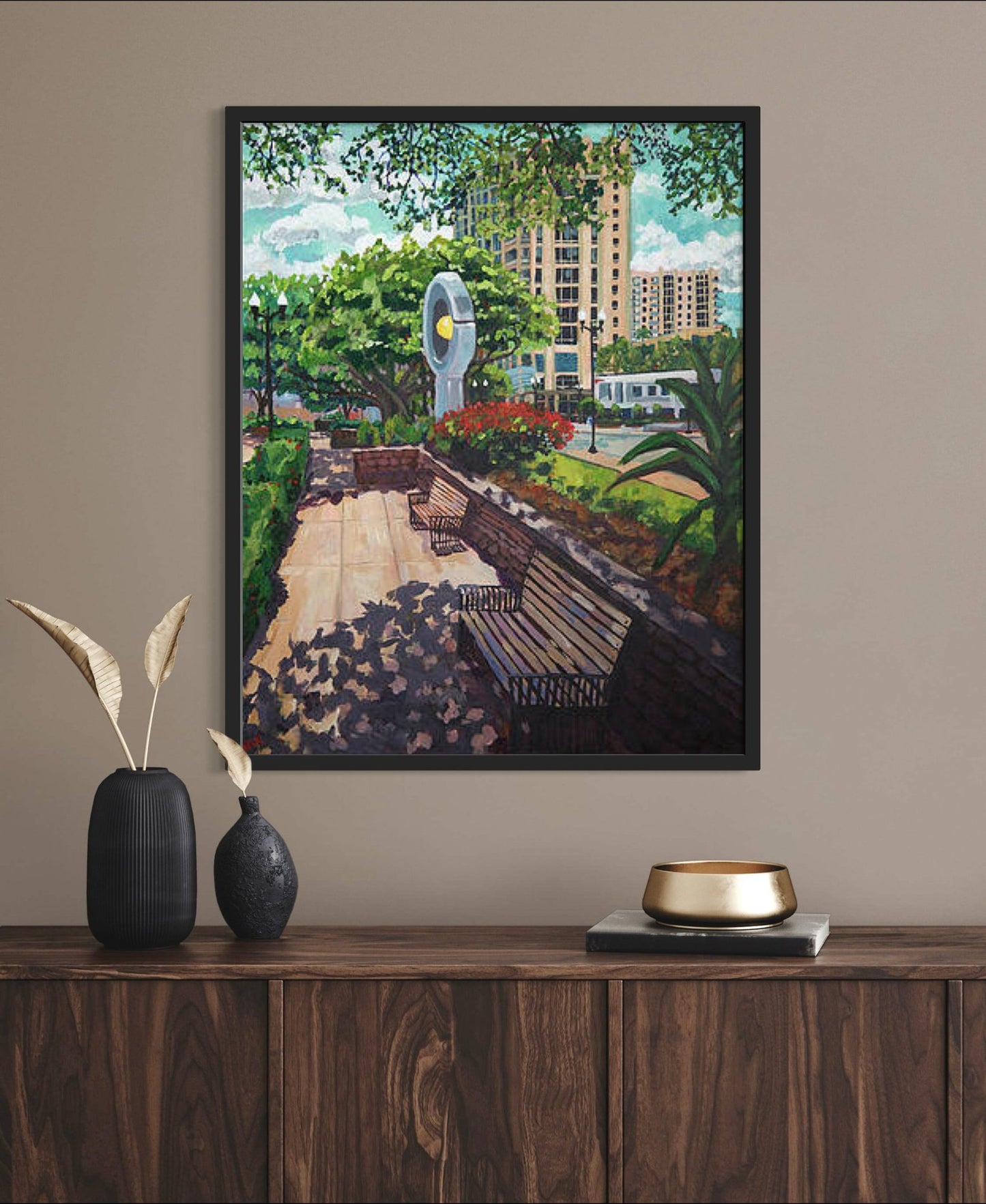 Centered on East Central original painting of Lake Eola in Downtown Orlando