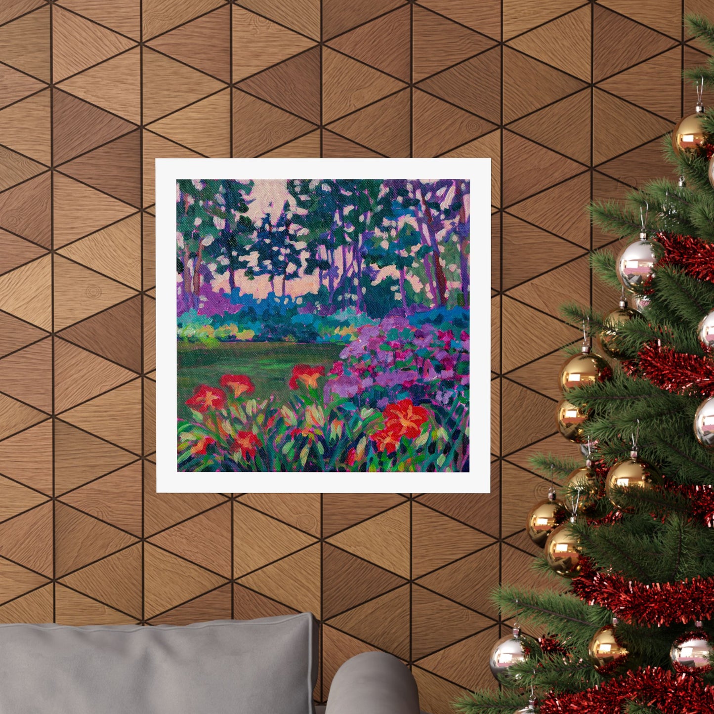 Red lilies at dawn— Matte Paper Poster Reproduction