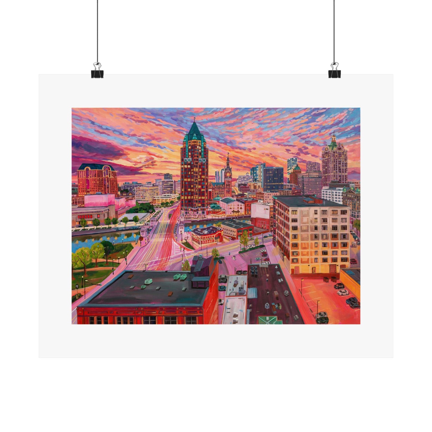 Golden glow- Milwaukee—Matte Horizontal Fine Art Poster Reproductions