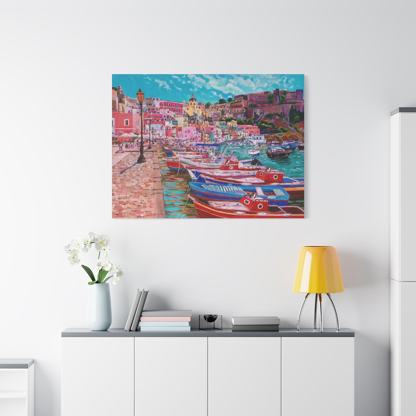 Harbor at Isola Procida, Italy— Gallery Wrapped Canvas Reproduction