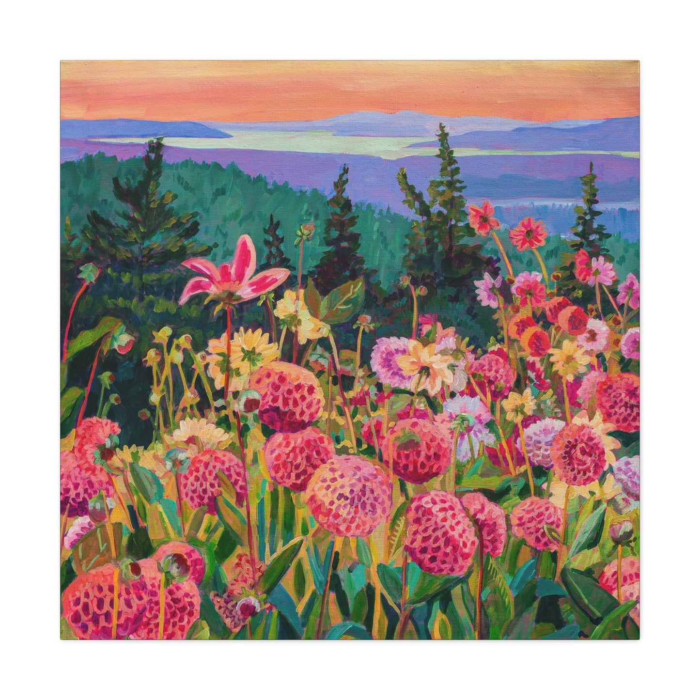 Wonder garden series- Dahlias—Matte Canvas, Stretched, 1.25"