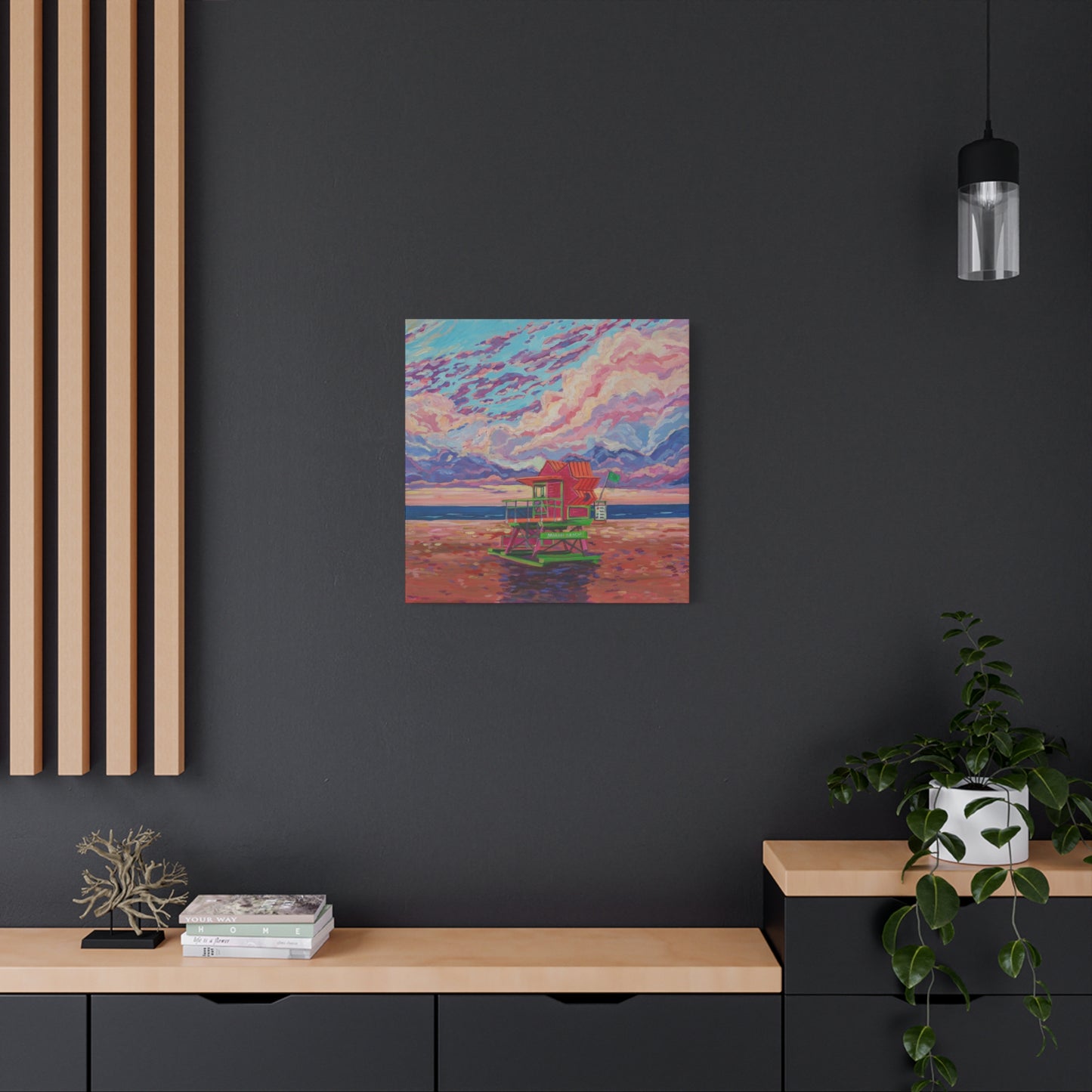 Pink lifeguard station Miami Beach—Matte Canvas, Stretched, 1.25"