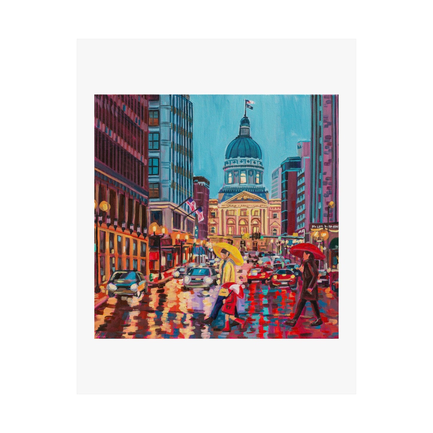 Rush hour reflections— Matte Paper Poster Reproduction