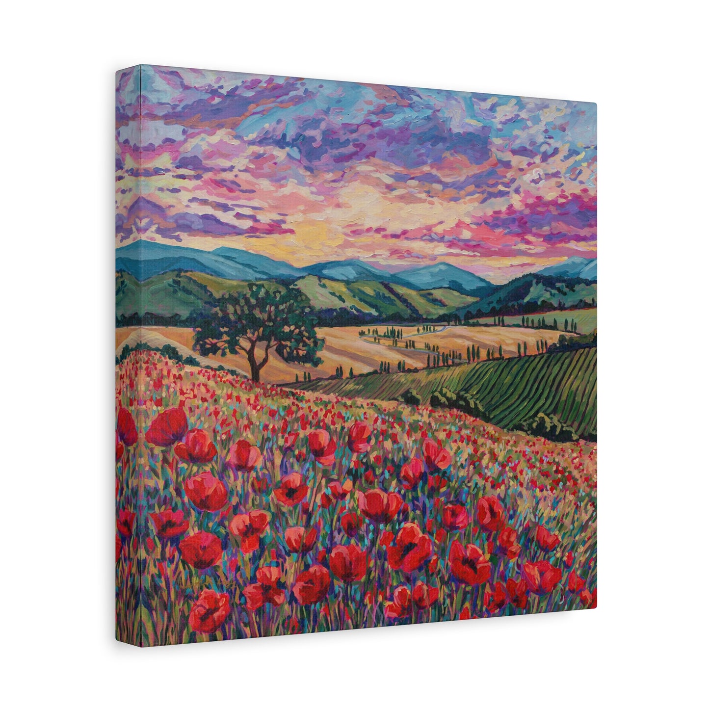 Tuscan Poppies and Poplars —Matte Canvas, Stretched, 1.25"