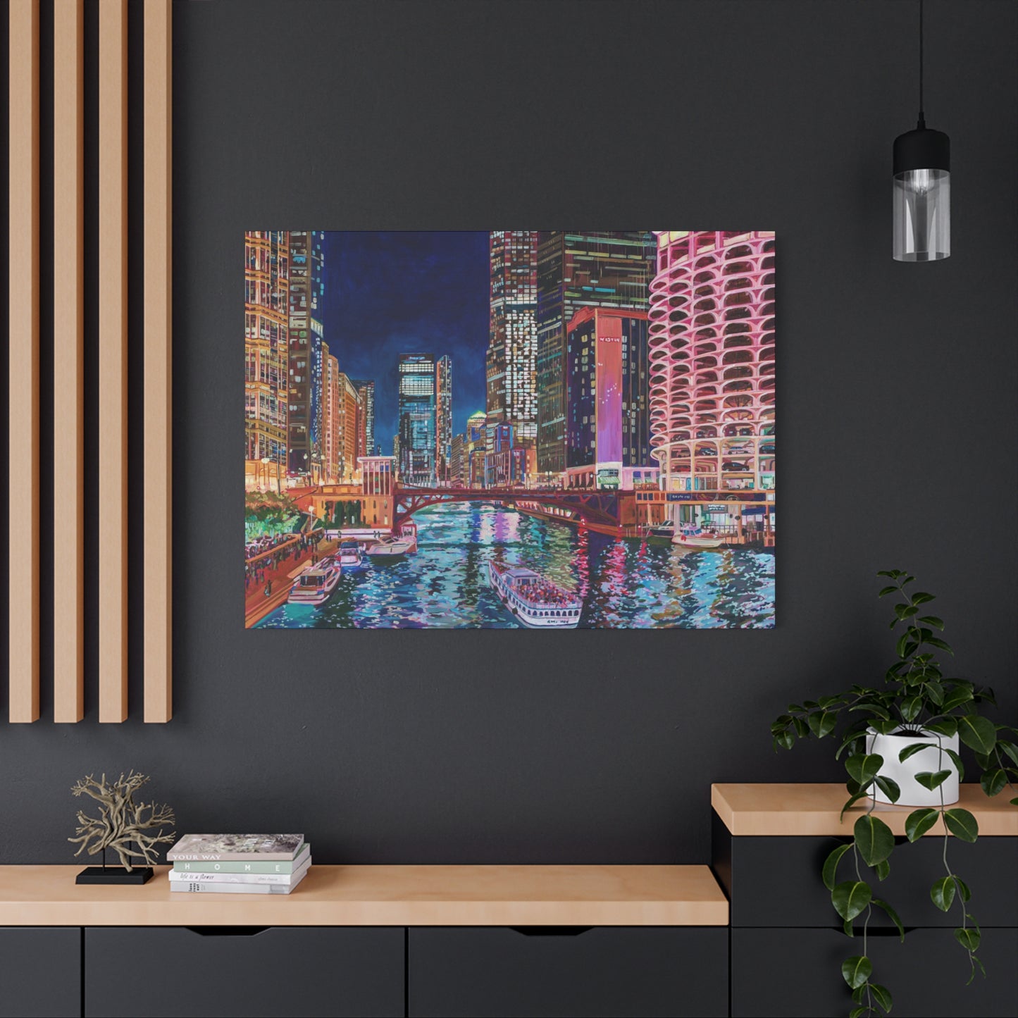 The Chicago River at Night—Matte Canvas, Stretched, 1.25"