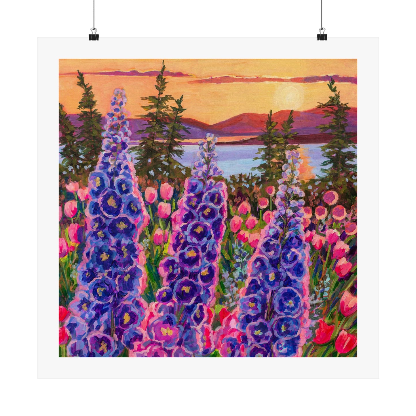 Wonder garden series- Delphinium trio— Matte Paper Poster Reproduction