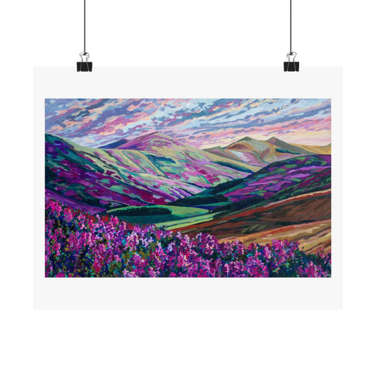 Heather in the Hills, West Linton-Scotland —Matte Horizontal Poster Reproduction