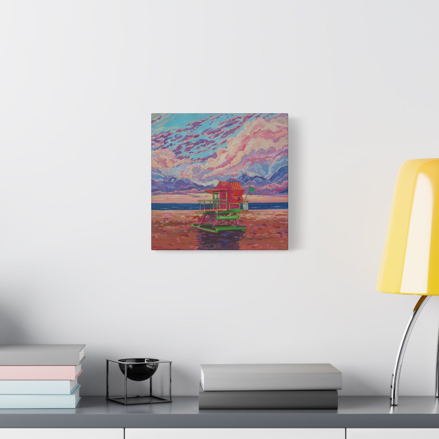 Pink lifeguard station Miami Beach—Matte Canvas, Stretched, 1.25"