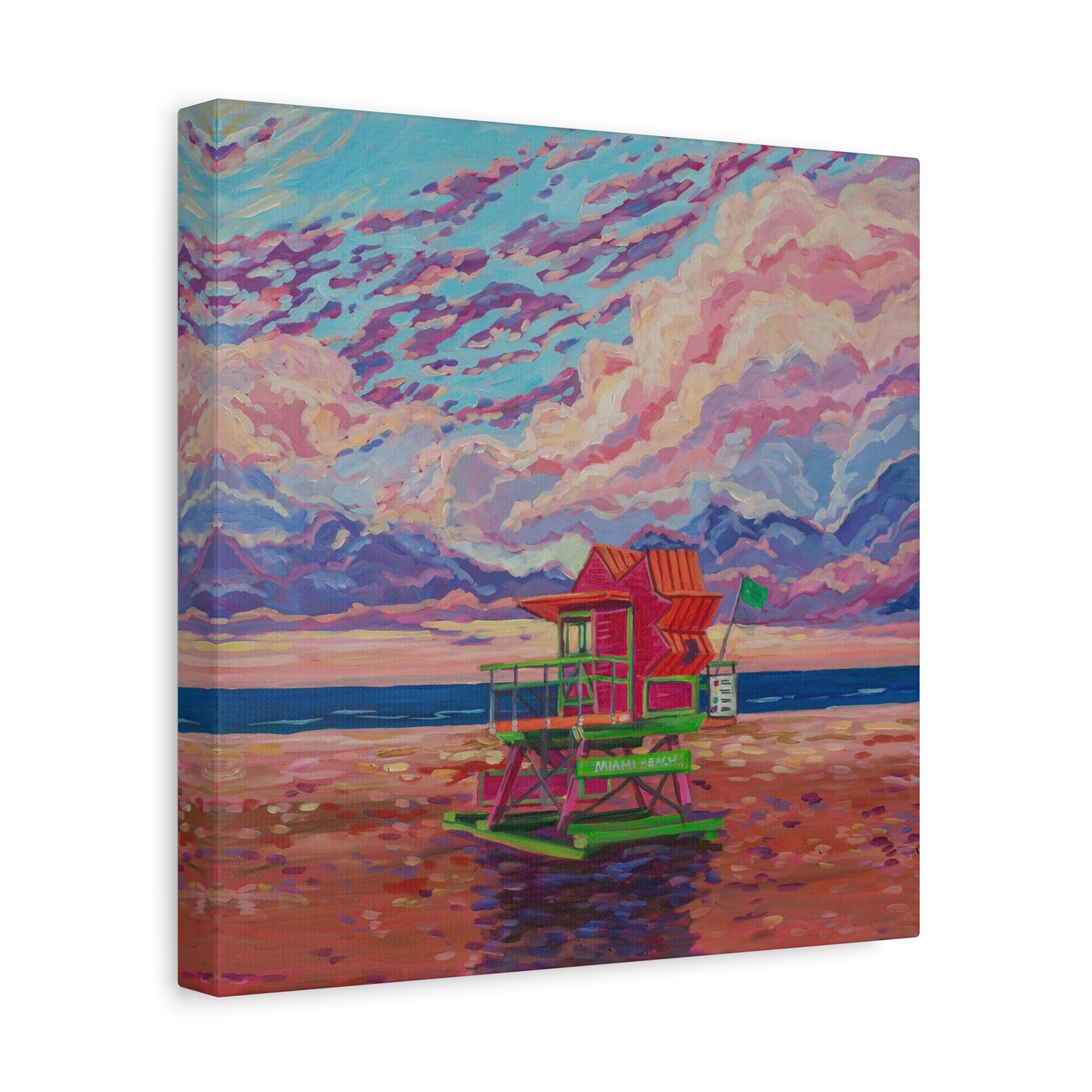 Pink lifeguard station Miami Beach—Matte Canvas, Stretched, 1.25"