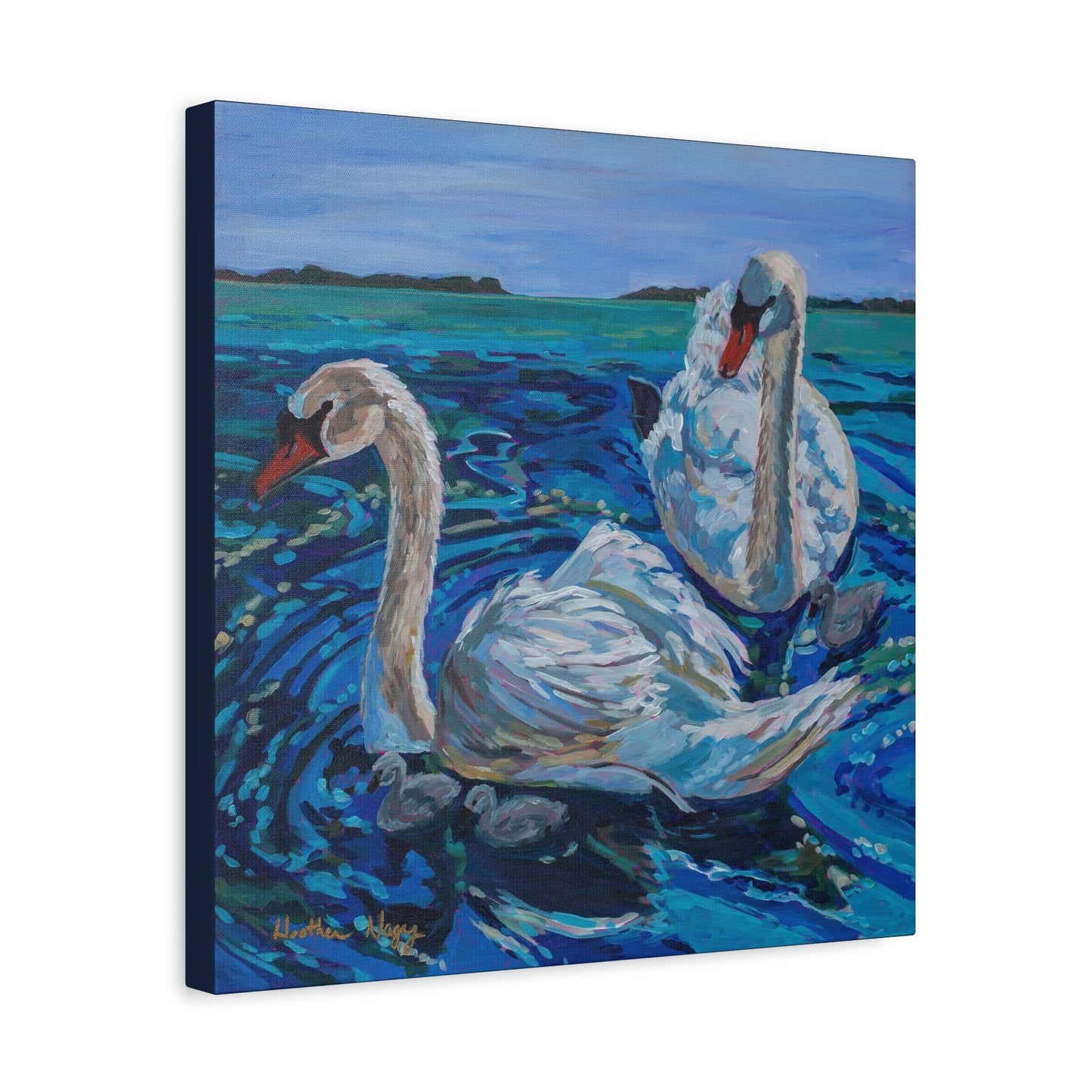 Mute Swan Family—Matte Canvas, Stretched, 1.25"