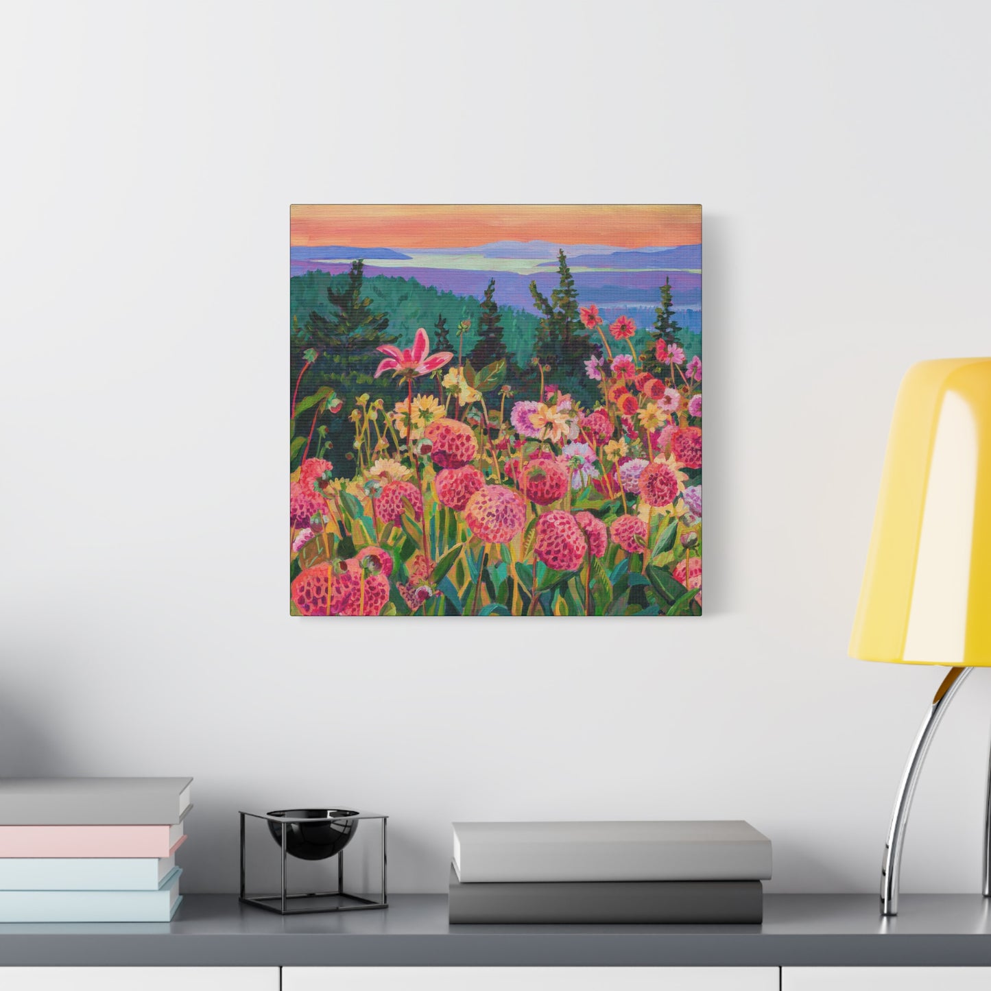 Wonder garden series- Dahlias—Matte Canvas, Stretched, 1.25"