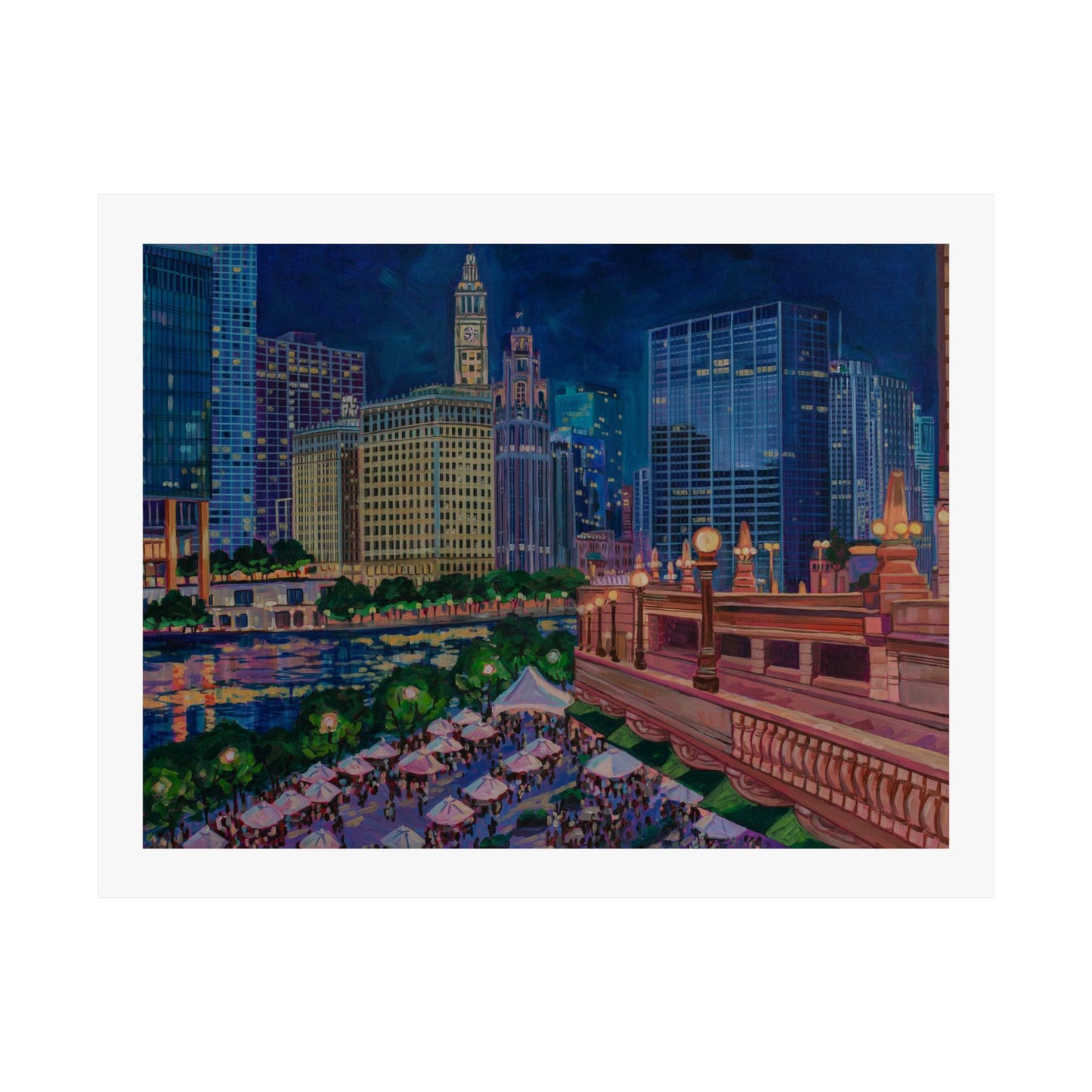 Riverwalk Chicago at Michigan Ave—Matte Horizontal Fine Art Poster Reproductions