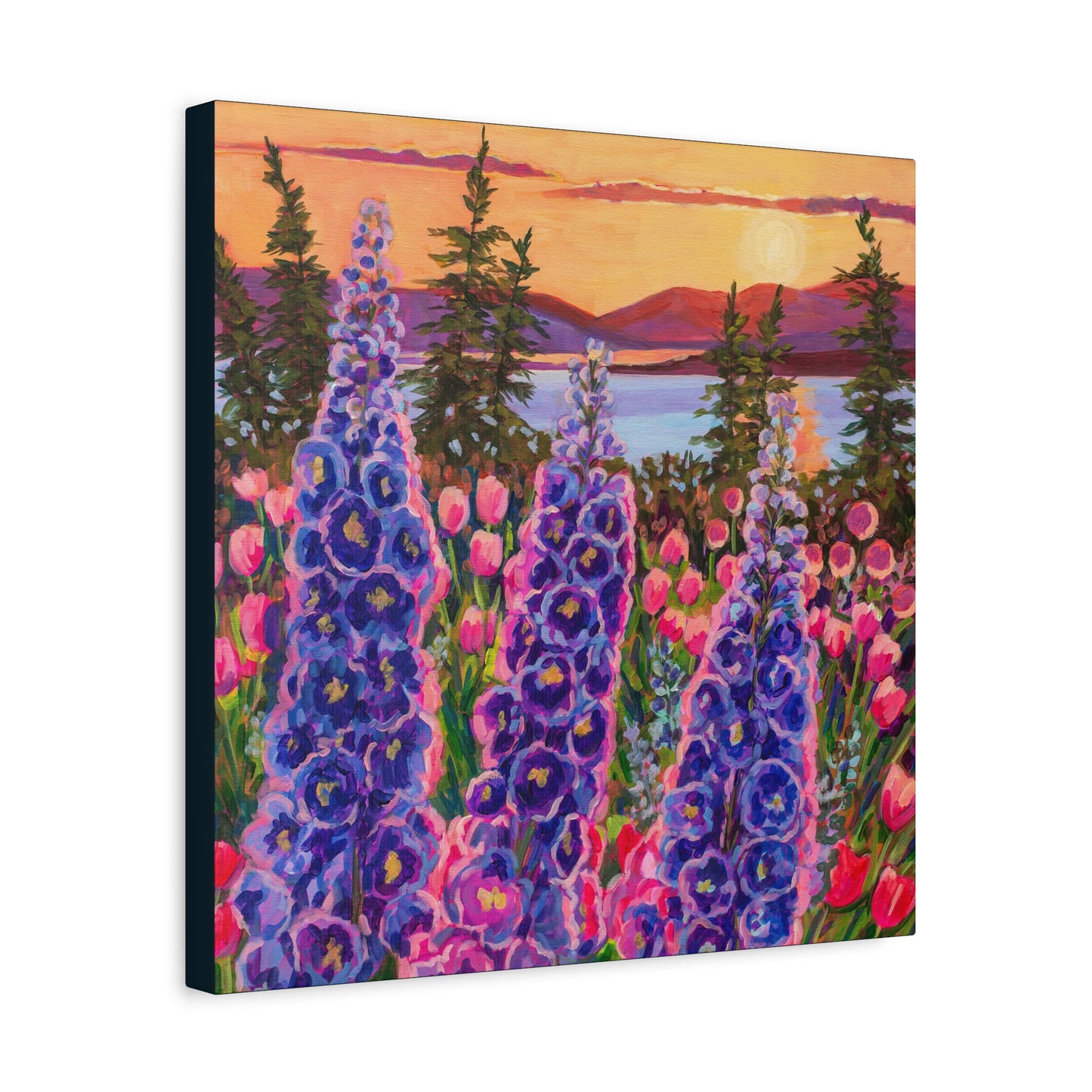 Wonder garden series- Delphinium trio—Matte Canvas, Stretched, 1.25"