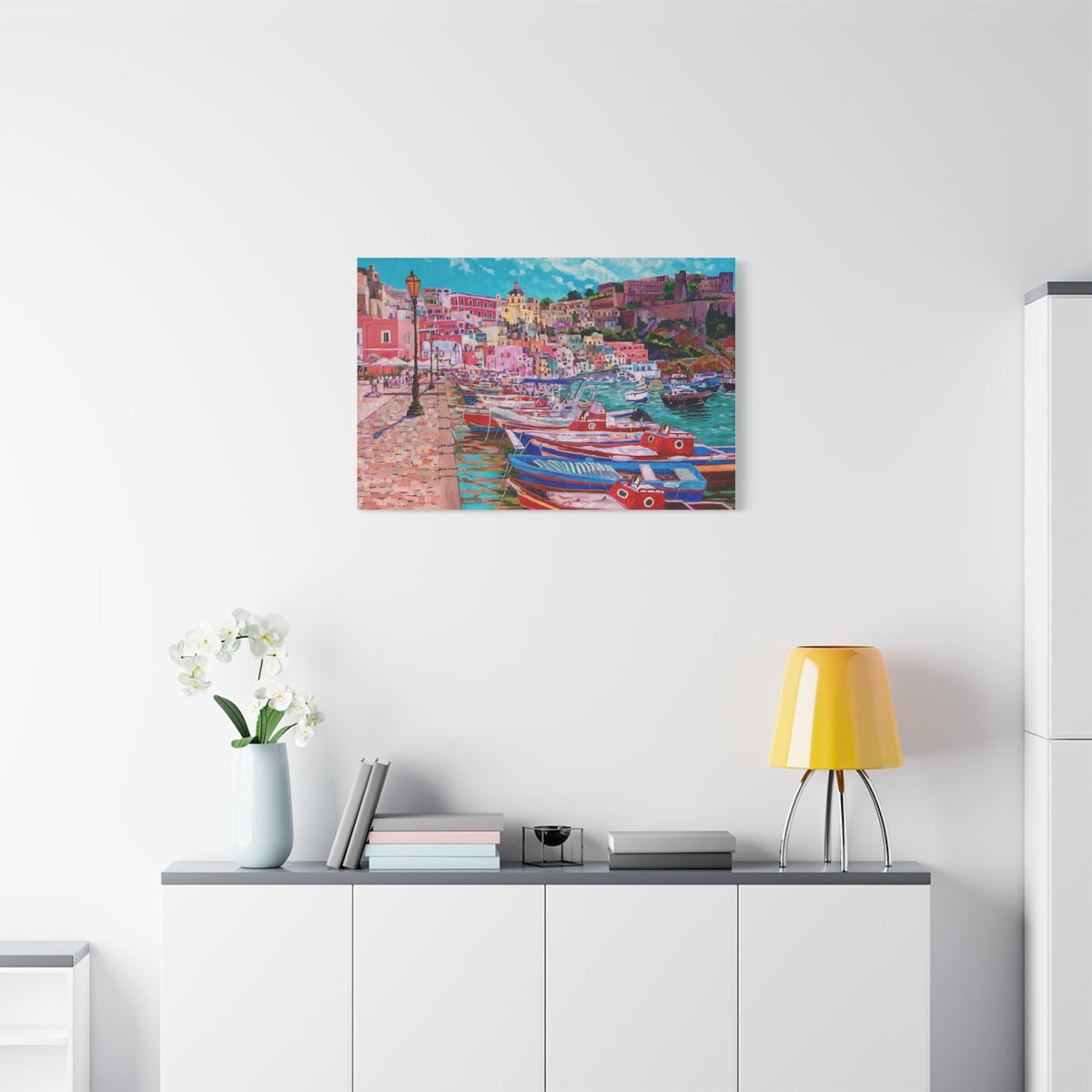Harbor at Isola Procida, Italy— Gallery Wrapped Canvas Reproduction