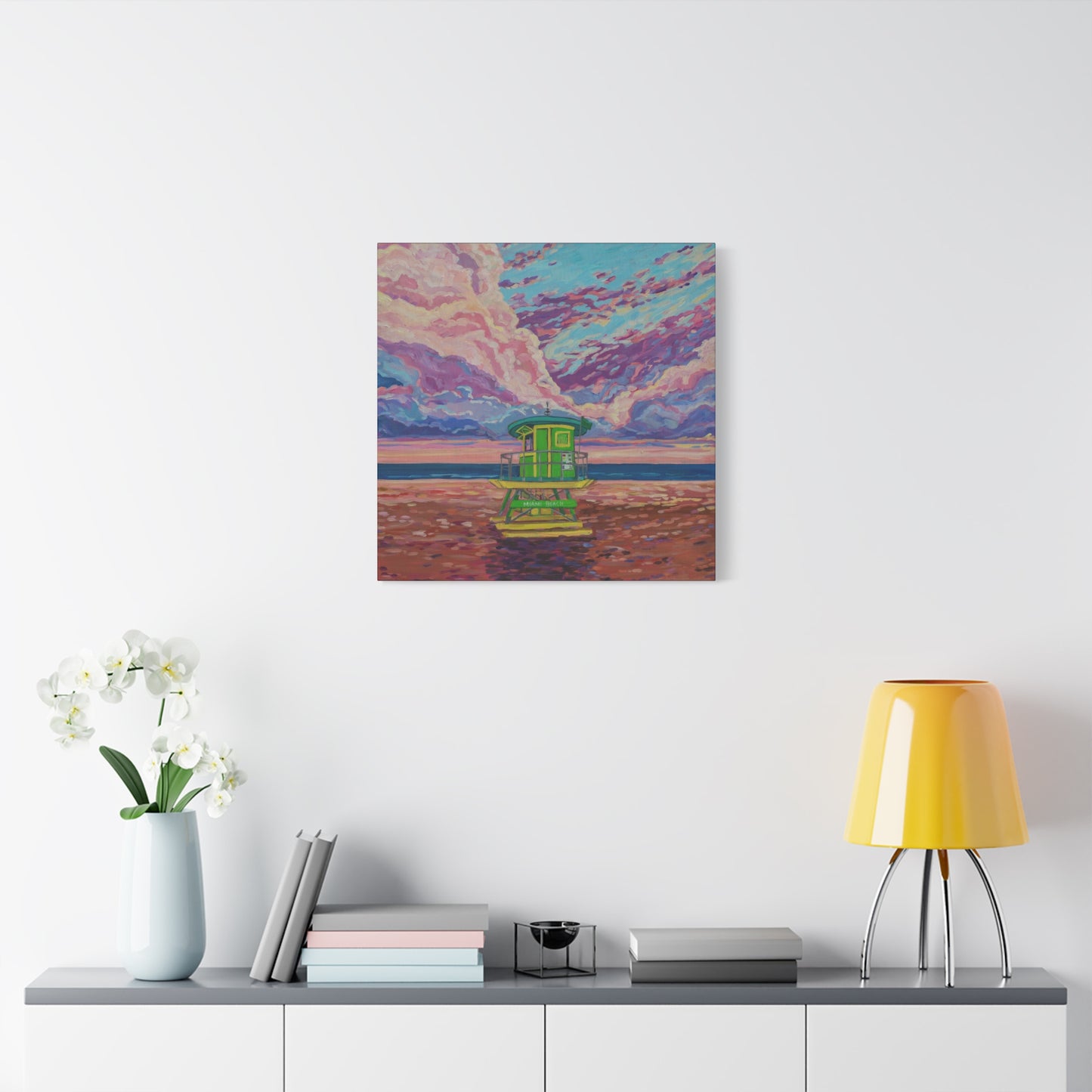 Green lifeguard station Miami Beach—Matte Canvas, Stretched, 1.25"