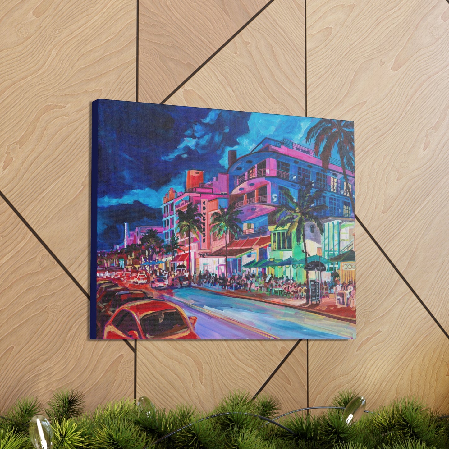 Palace Cafe and Congress Hotel, South Beach Miami— Gallery Wrapped Canvas Reproduction