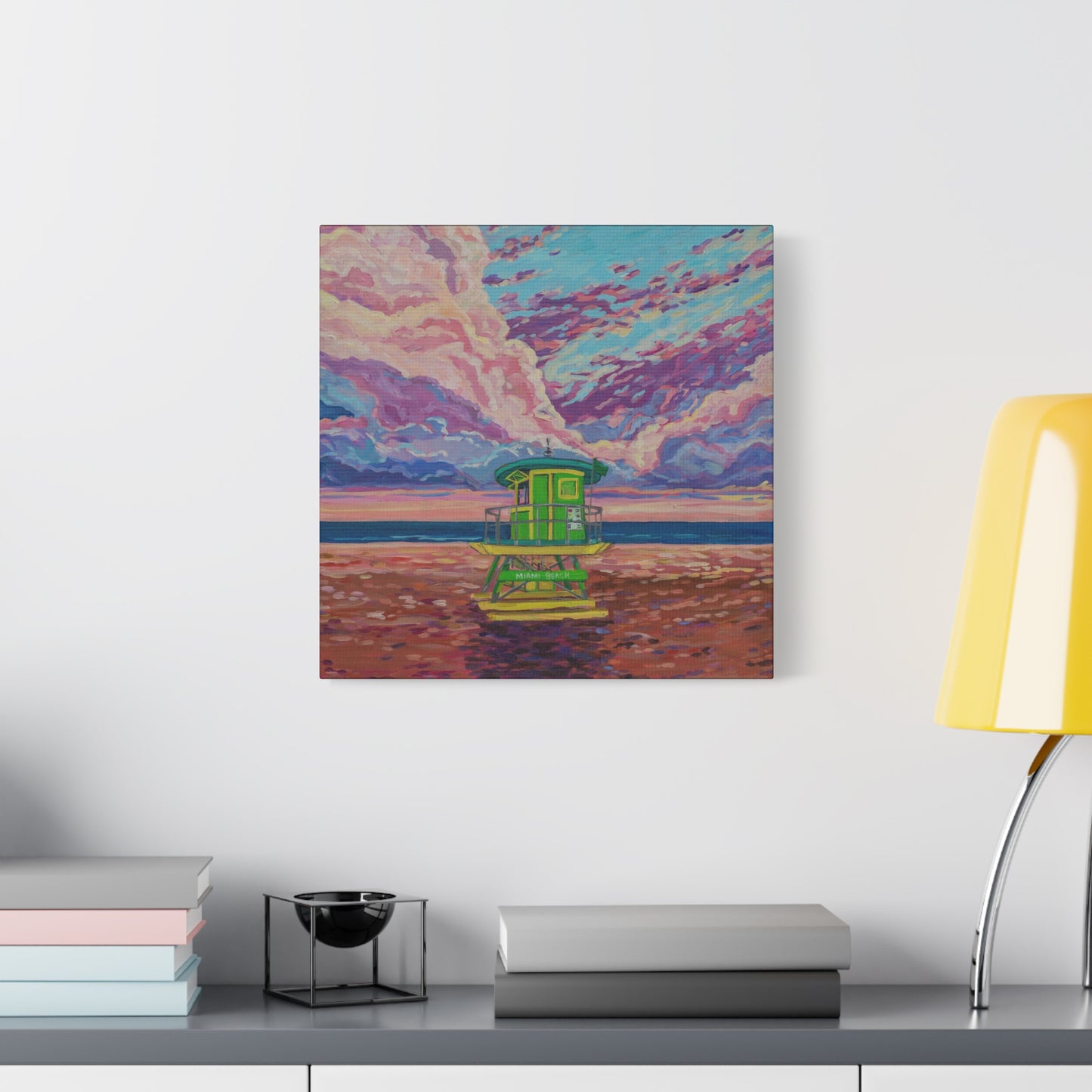 Green lifeguard station Miami Beach—Matte Canvas, Stretched, 1.25"