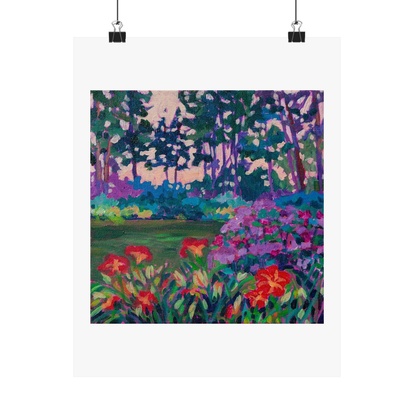 Red lilies at dawn— Matte Paper Poster Reproduction