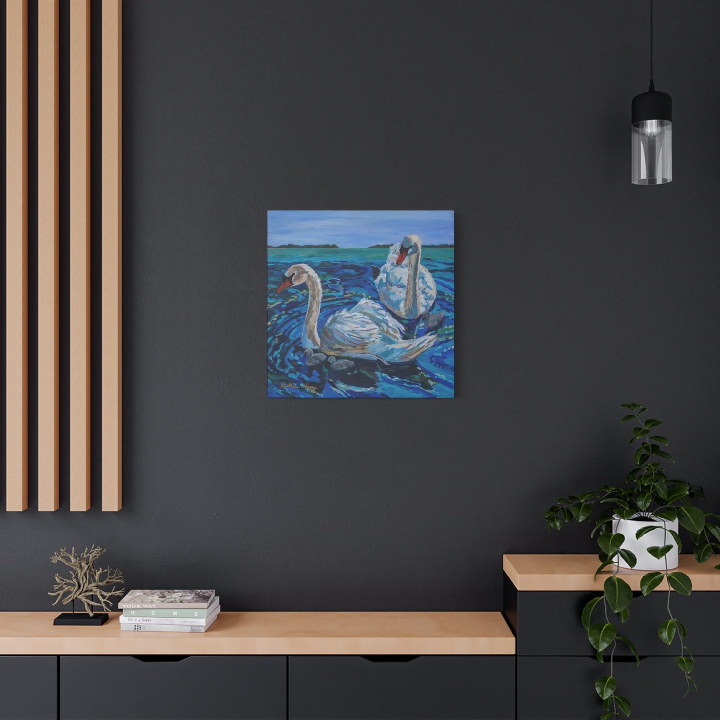Mute Swan Family—Matte Canvas, Stretched, 1.25"