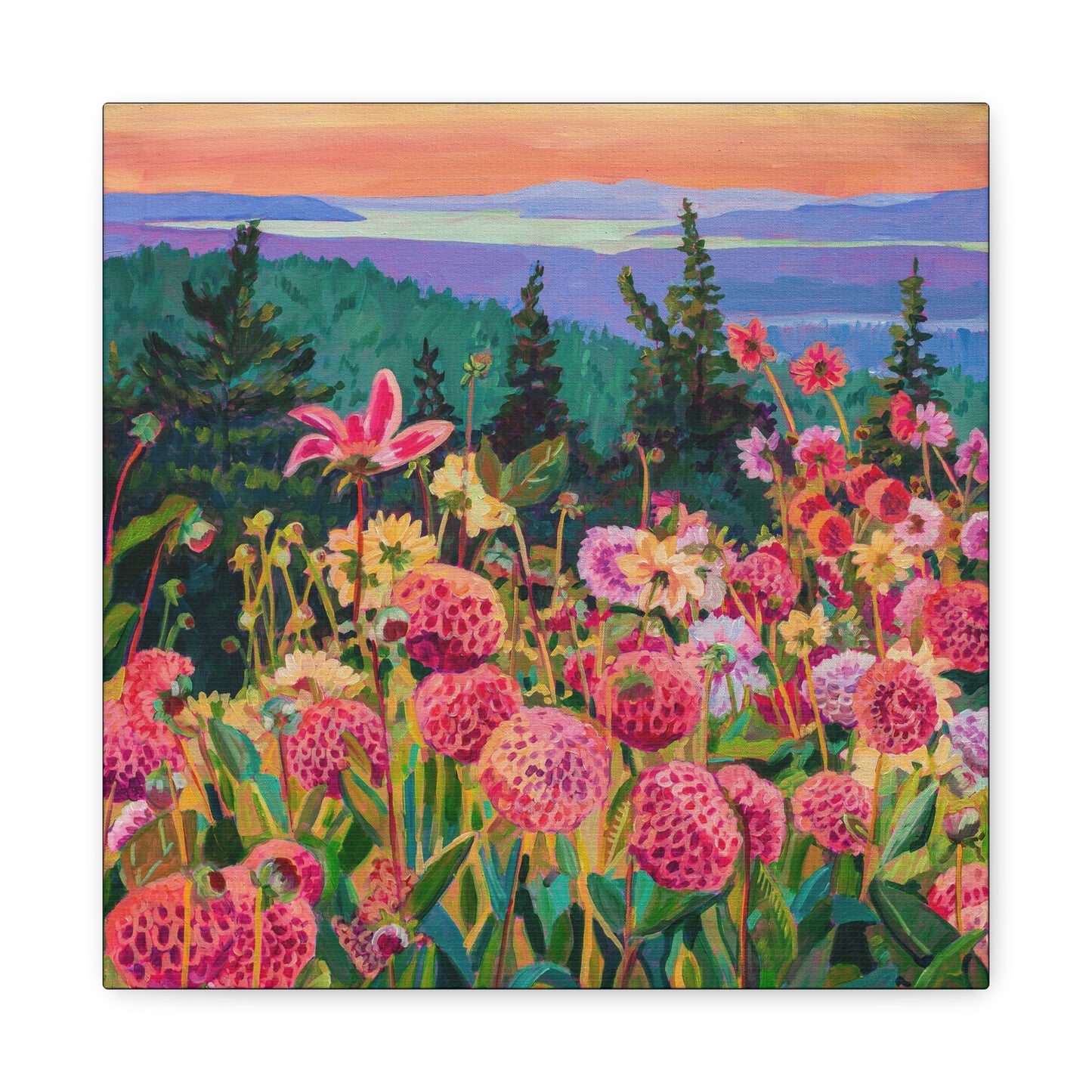 Wonder garden series- Dahlias—Matte Canvas, Stretched, 1.25"
