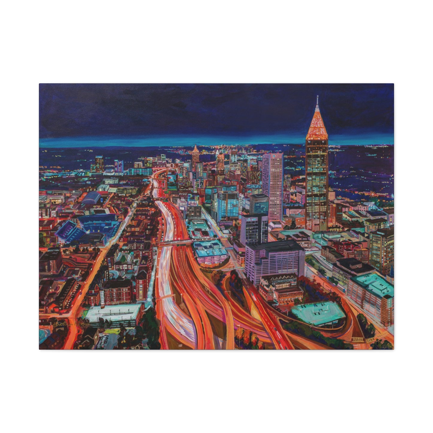 Atlanta Night Skyline— Gallery Wrapped Canvas Reproduction