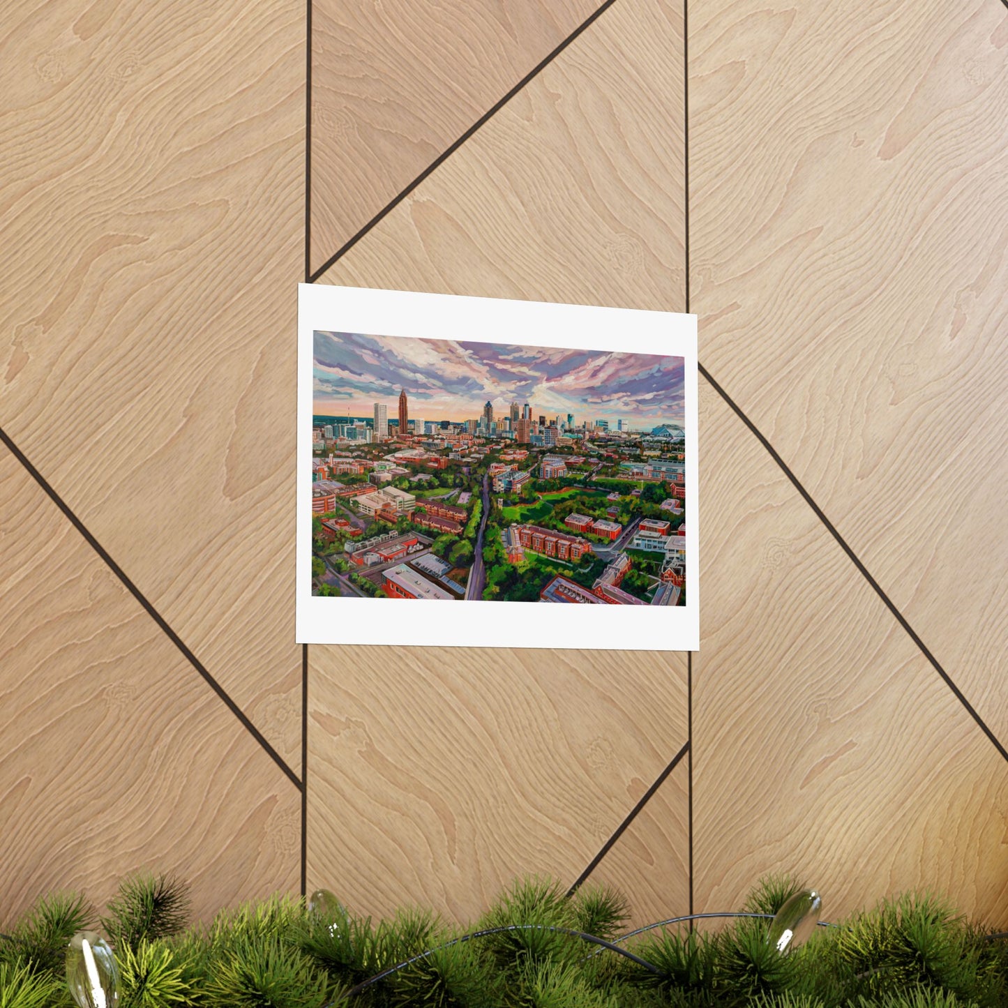 Georgia Tech and Atlanta Skyline —Matte Horizontal Poster Reproduction