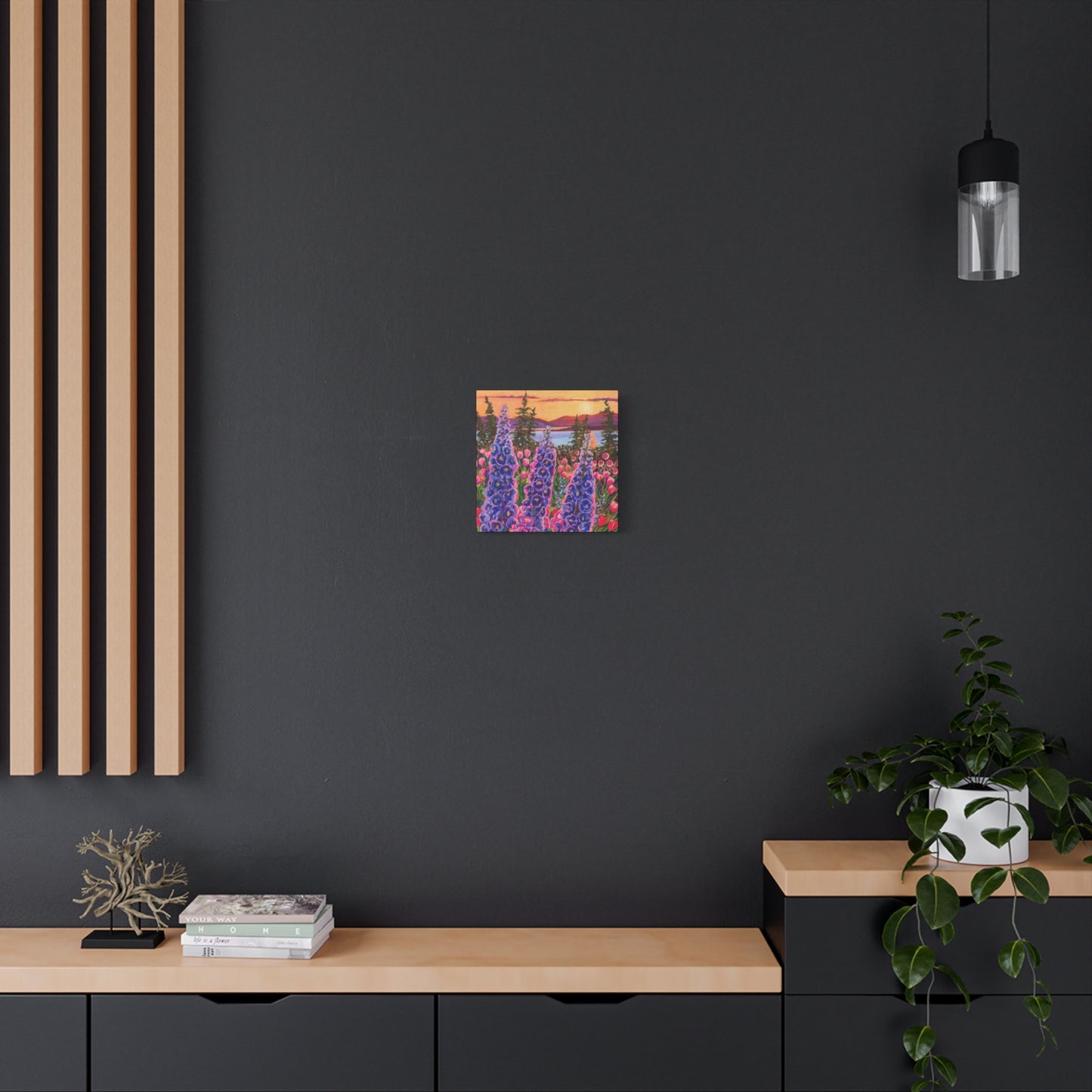 Wonder garden series- Delphinium trio—Matte Canvas, Stretched, 1.25"