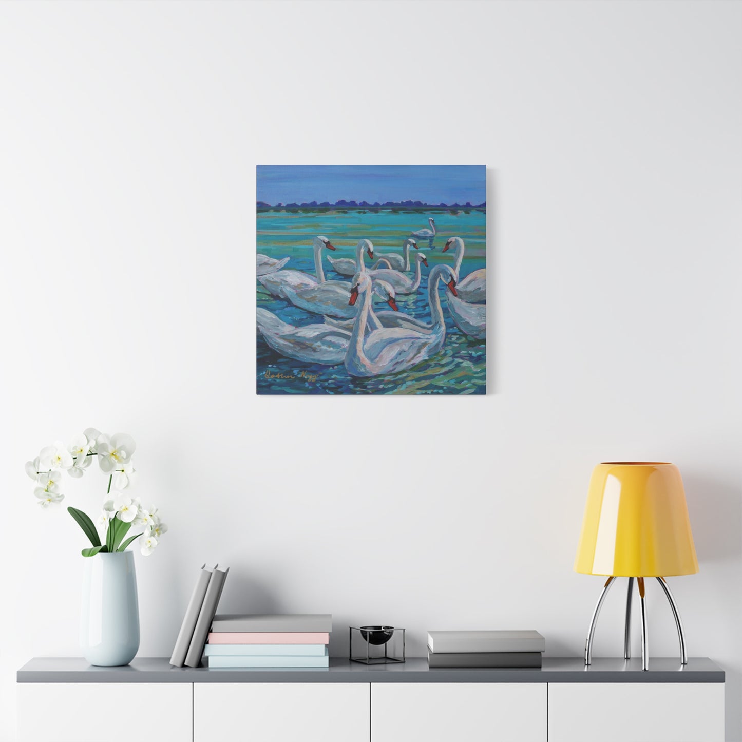 Mute Swan Family—Matte Canvas, Stretched, 1.25"