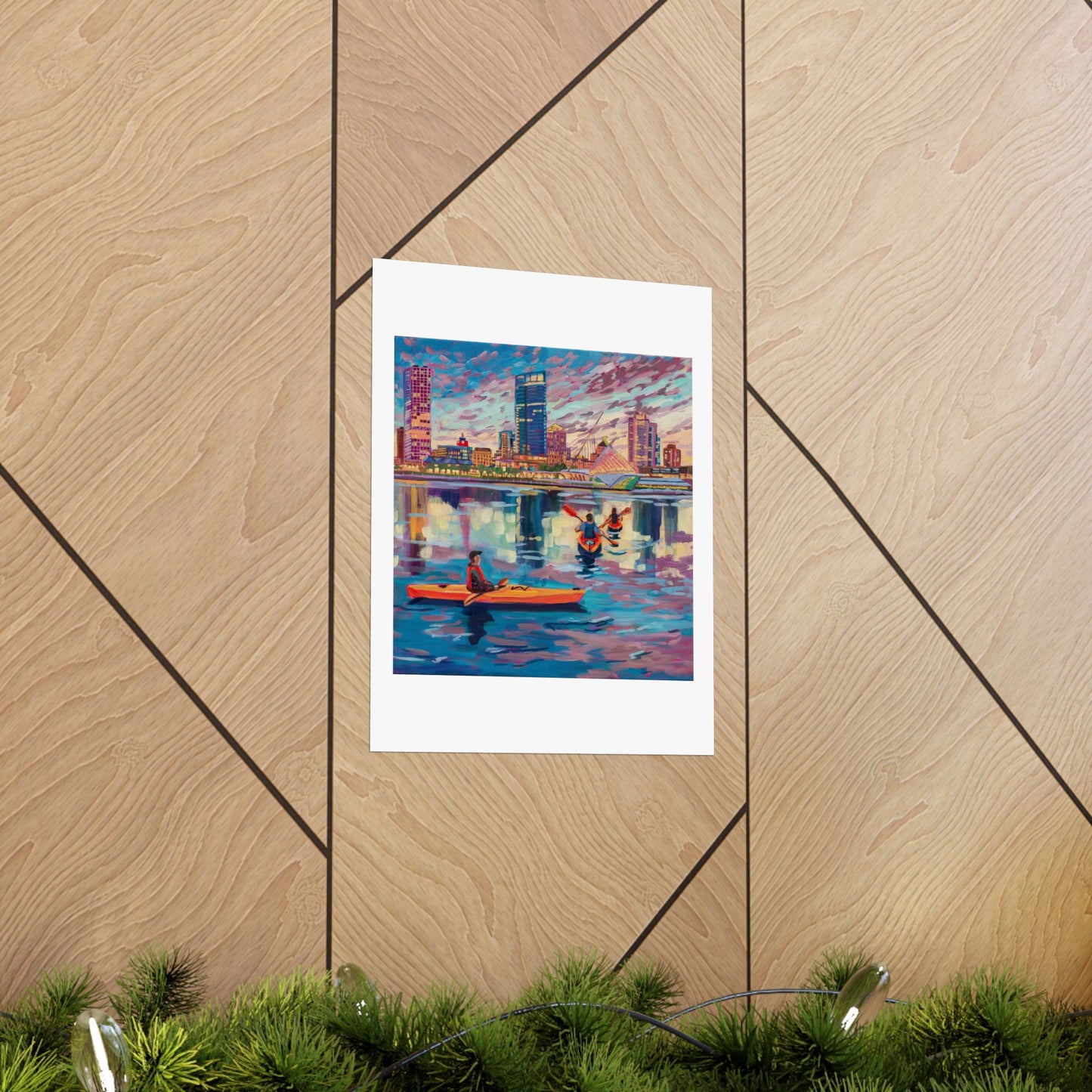 Sunset Kayak- Milwaukee— Matte Paper Poster Reproduction