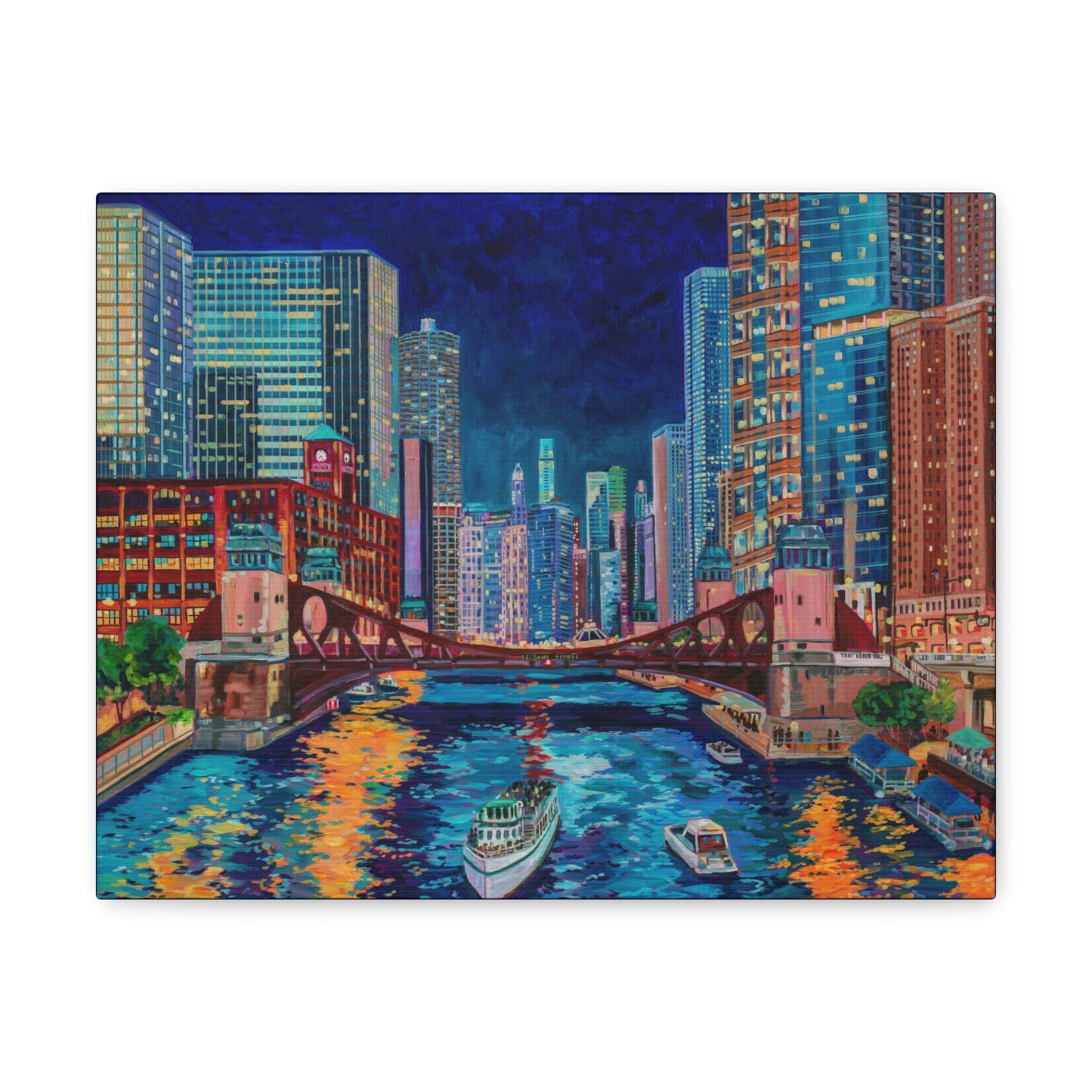 La Salle Street Bridge, Chicago— Gallery Wrapped Canvas Reproduction