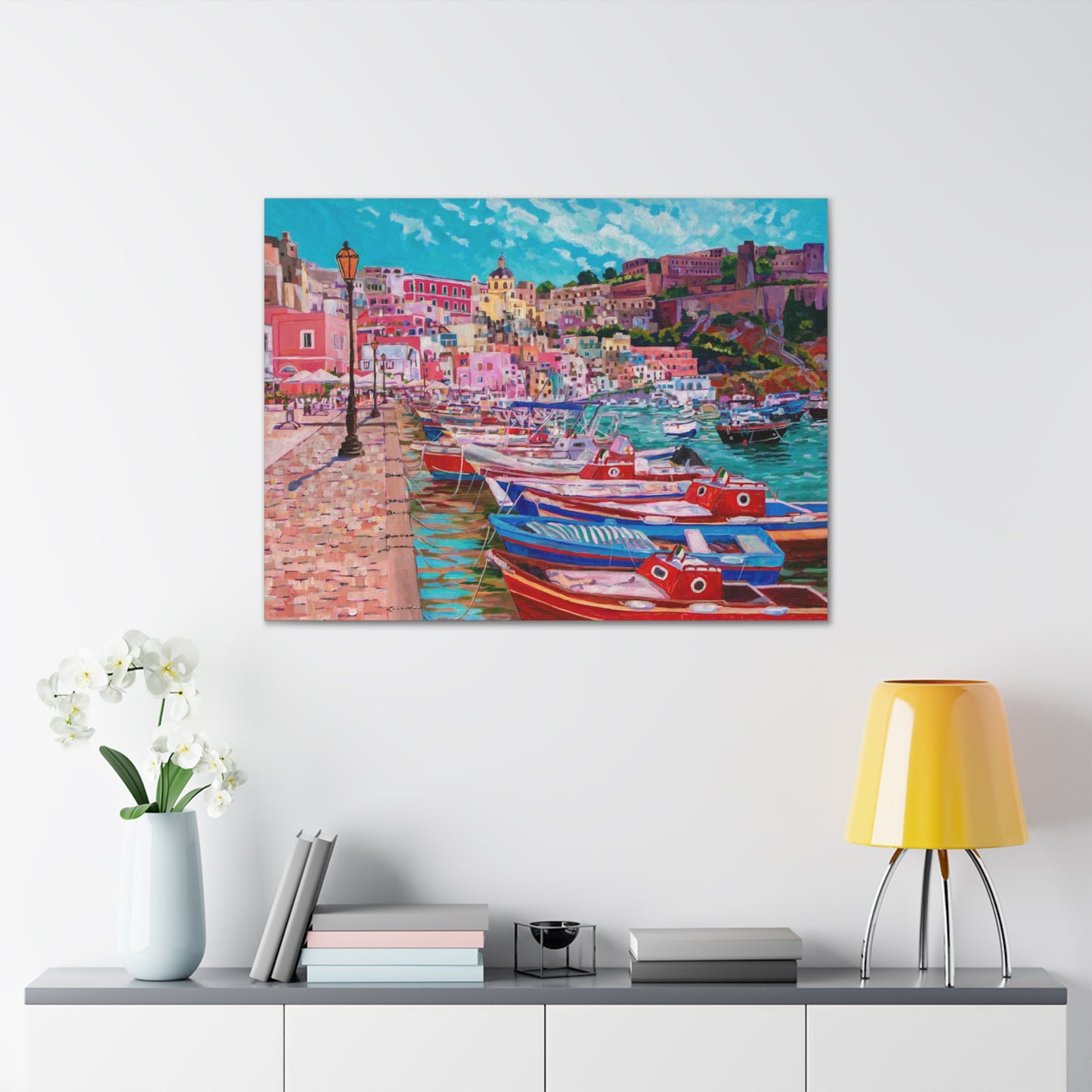 Harbor at Isola Procida, Italy— Gallery Wrapped Canvas Reproduction