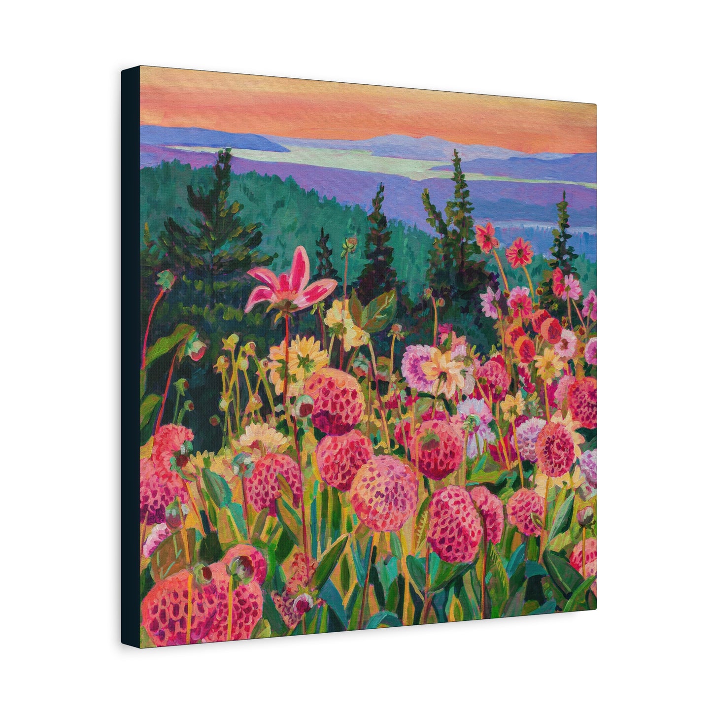Wonder garden series- Dahlias—Matte Canvas, Stretched, 1.25"