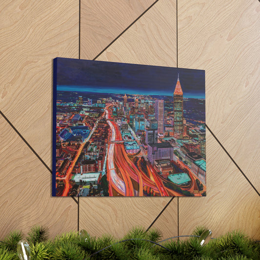 Atlanta Night Skyline— Gallery Wrapped Canvas Reproduction