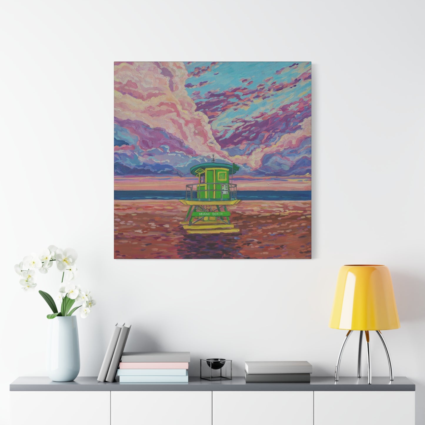Green lifeguard station Miami Beach—Matte Canvas, Stretched, 1.25"