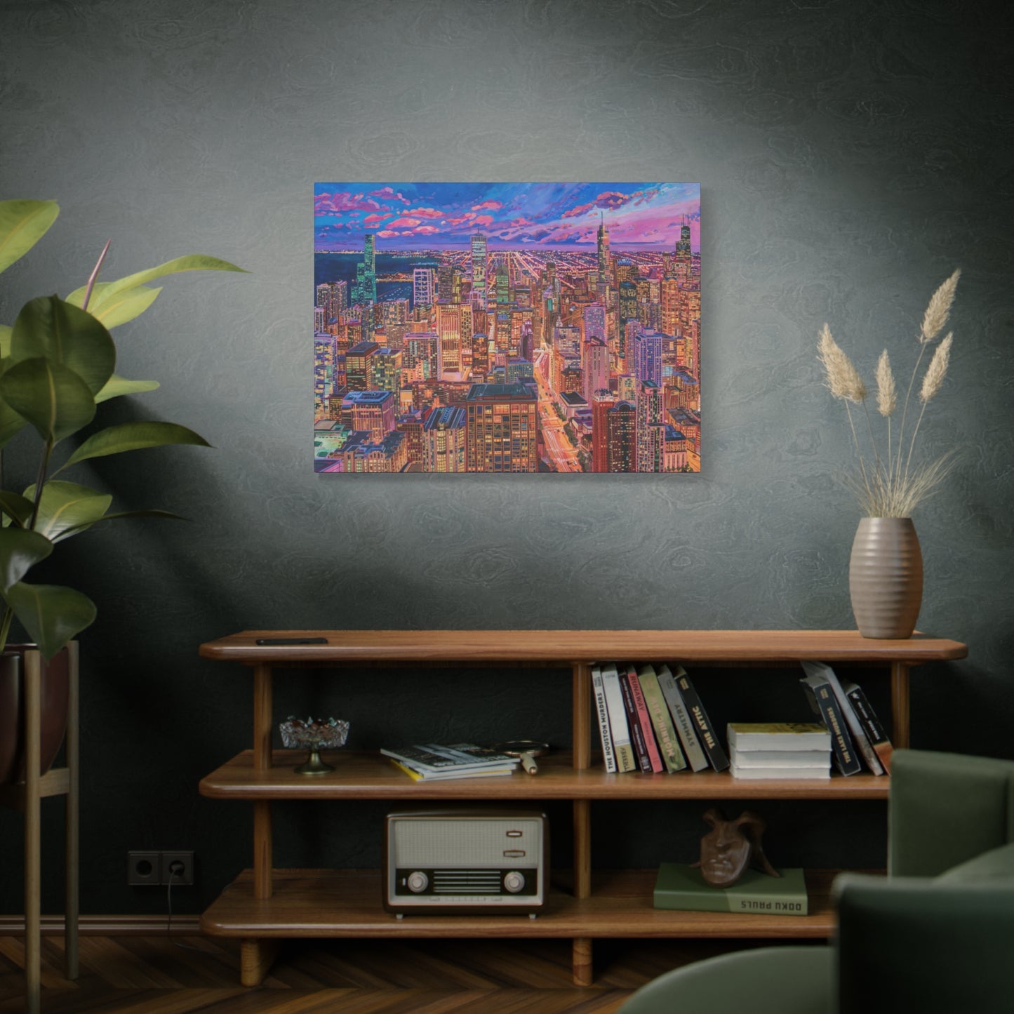 Night skyline Chicago—Matte Canvas, Stretched, 1.25"