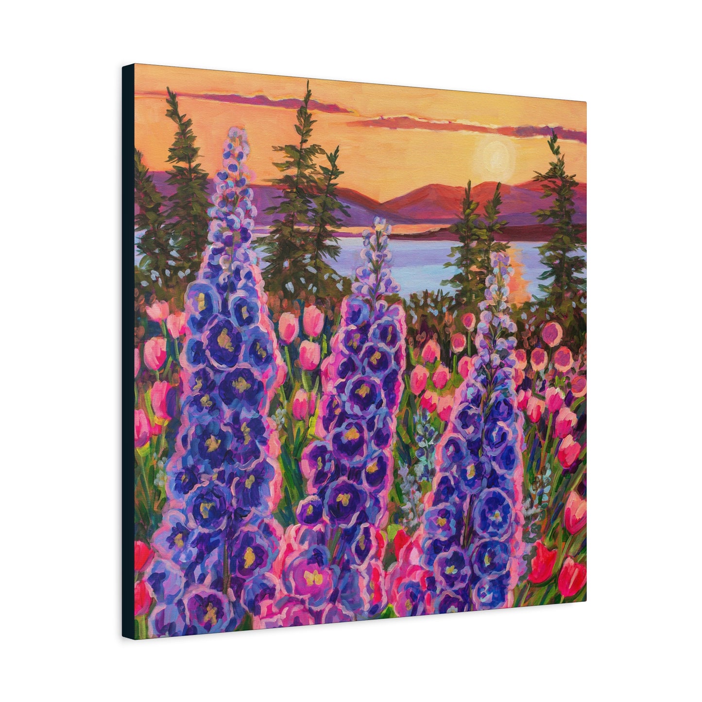 Wonder garden series- Delphinium trio—Matte Canvas, Stretched, 1.25"