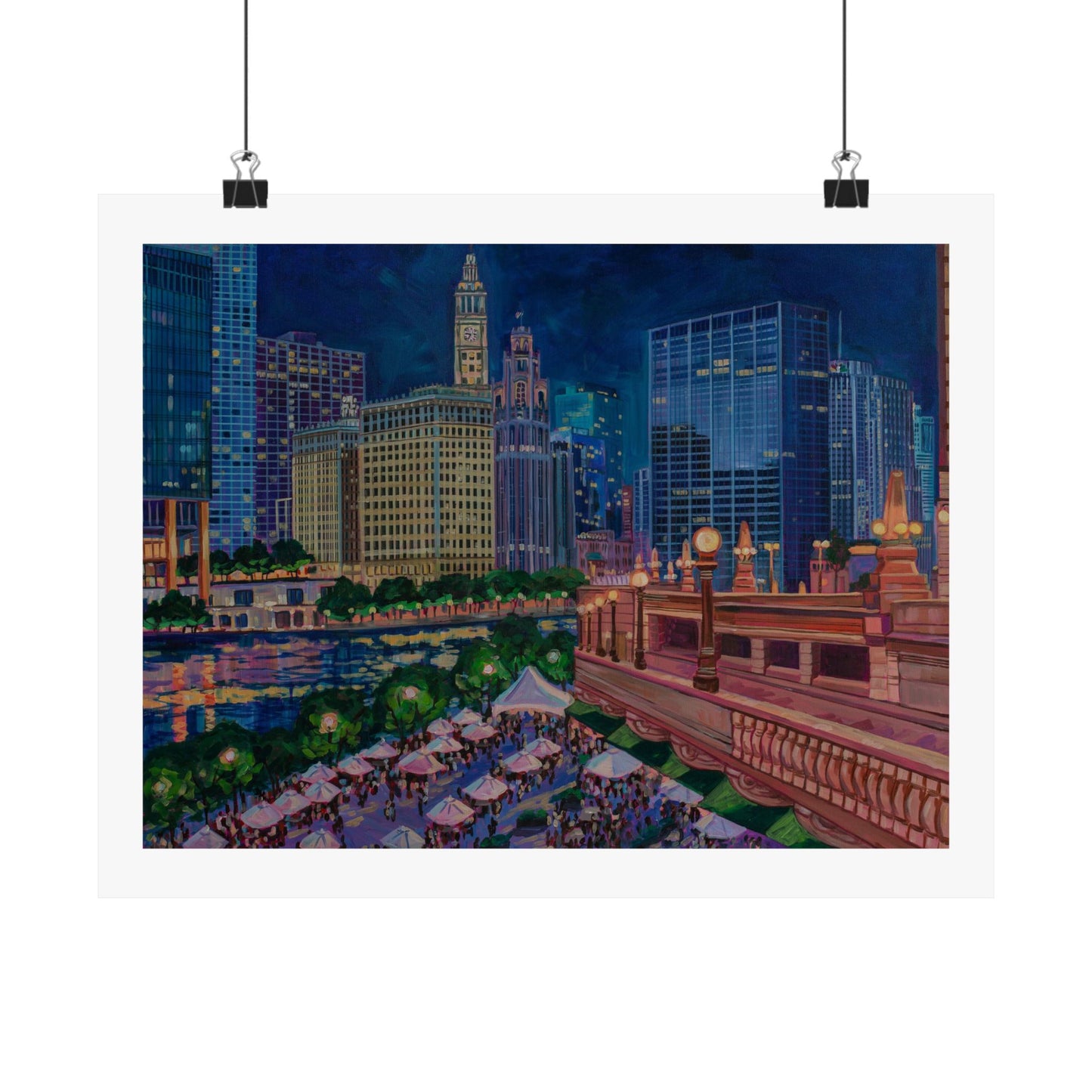 Riverwalk Chicago at Michigan Ave—Matte Horizontal Fine Art Poster Reproductions