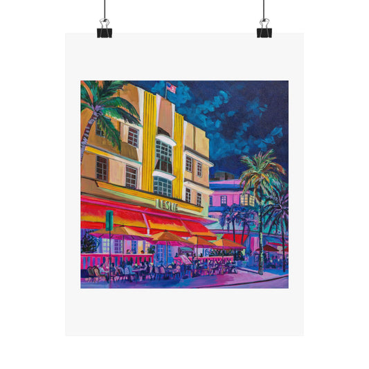 Leslie Hotel-South Beach Miami— Matte Paper Poster Reproduction