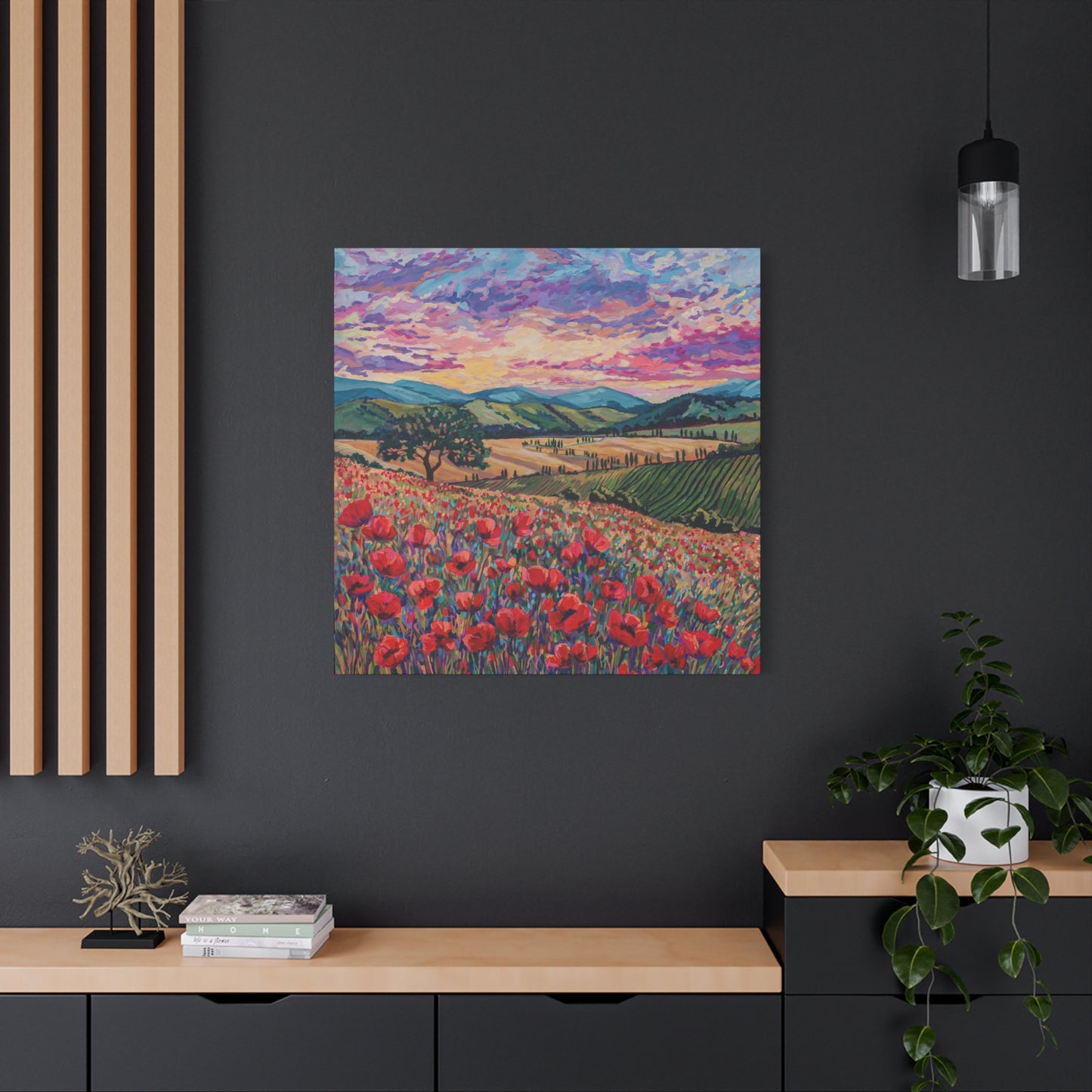 Tuscan Poppies and Poplars —Matte Canvas, Stretched, 1.25"