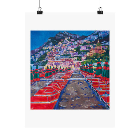 Positano at Dusk, Italy — Matte Paper Poster Reproduction