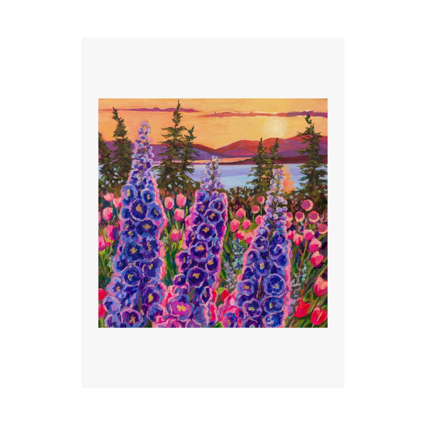 Wonder garden series- Delphinium trio— Matte Paper Poster Reproduction