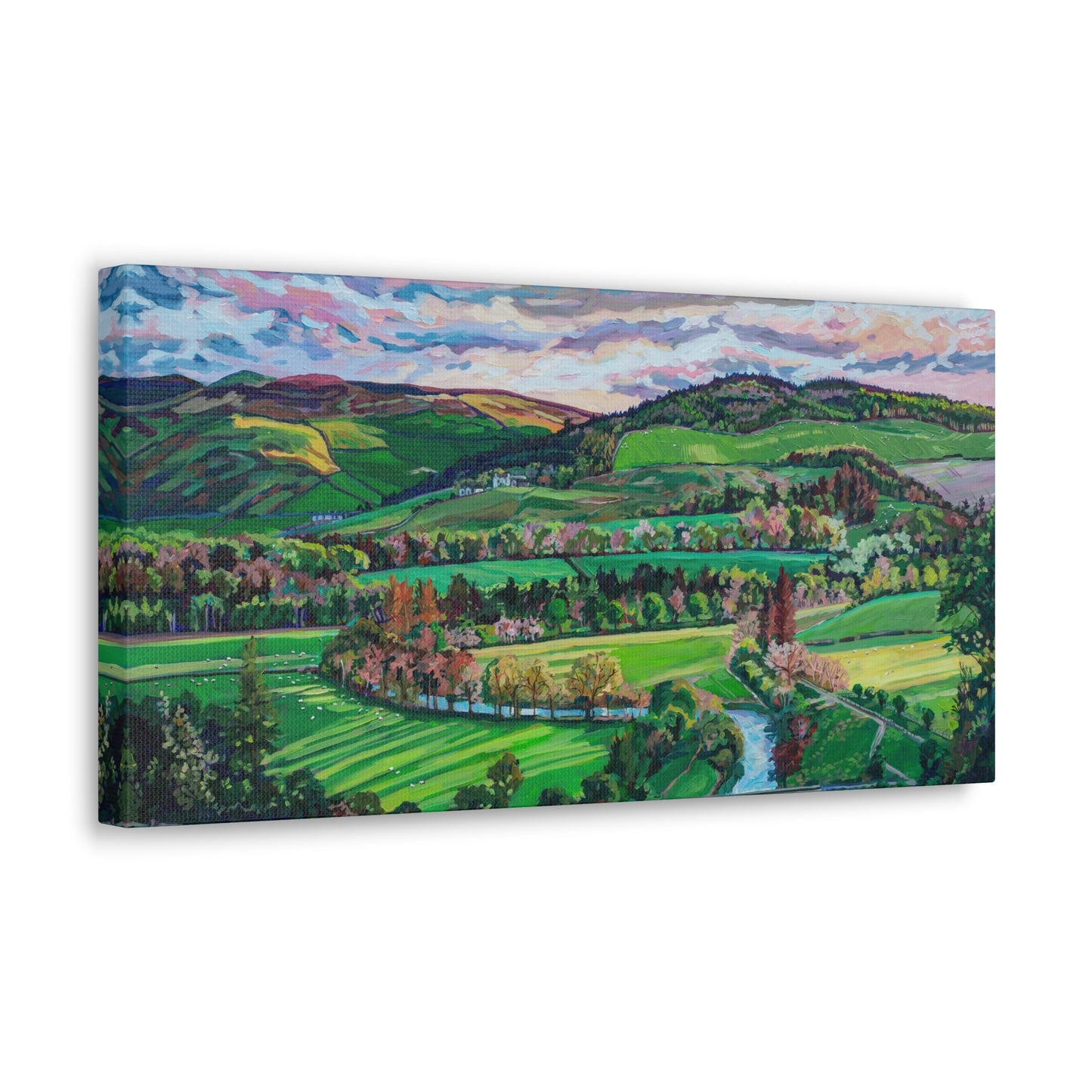 Rolling Farmland, Pebbles-Scotland— Gallery Wrapped Canvas Reproduction