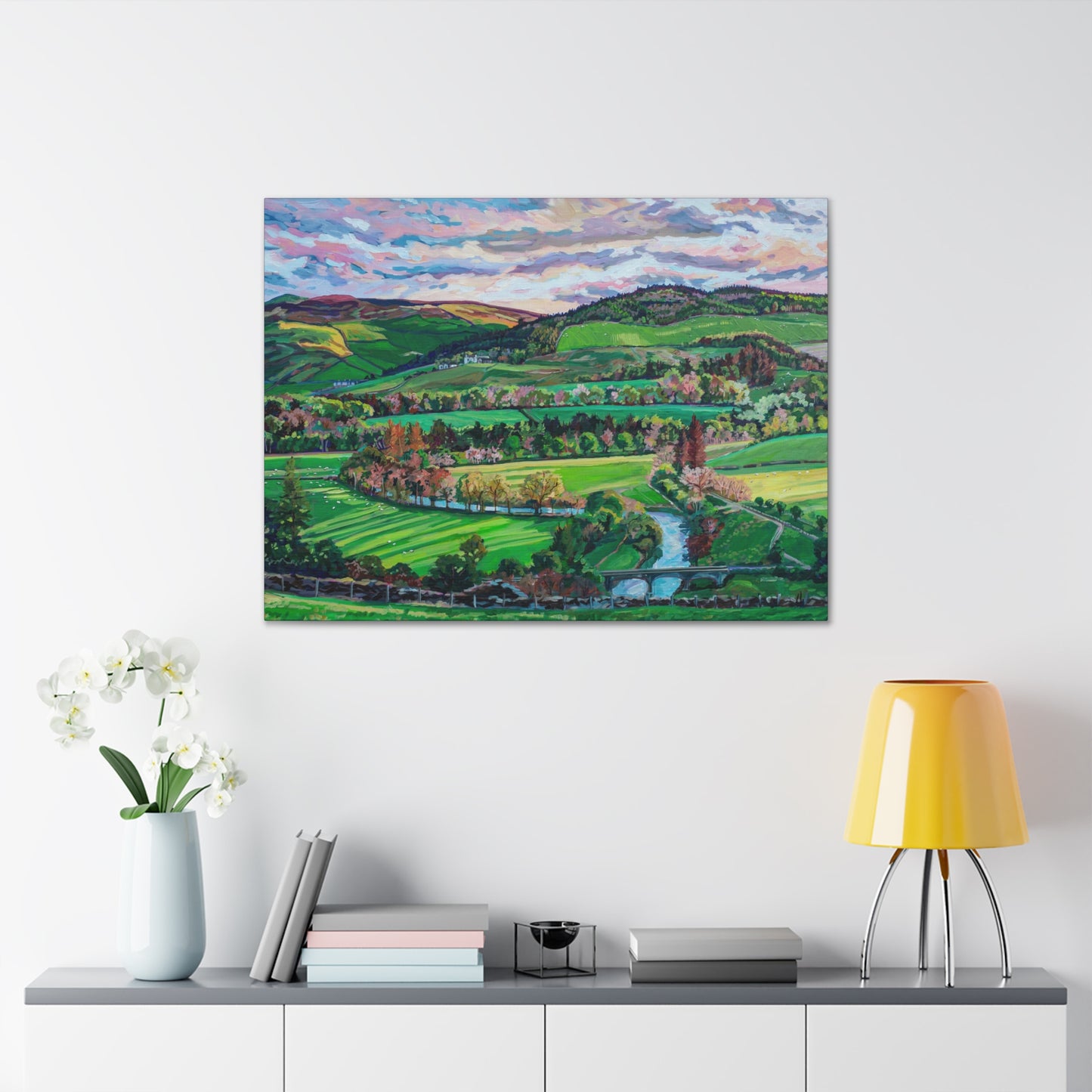 Rolling Farmland, Pebbles-Scotland— Gallery Wrapped Canvas Reproduction