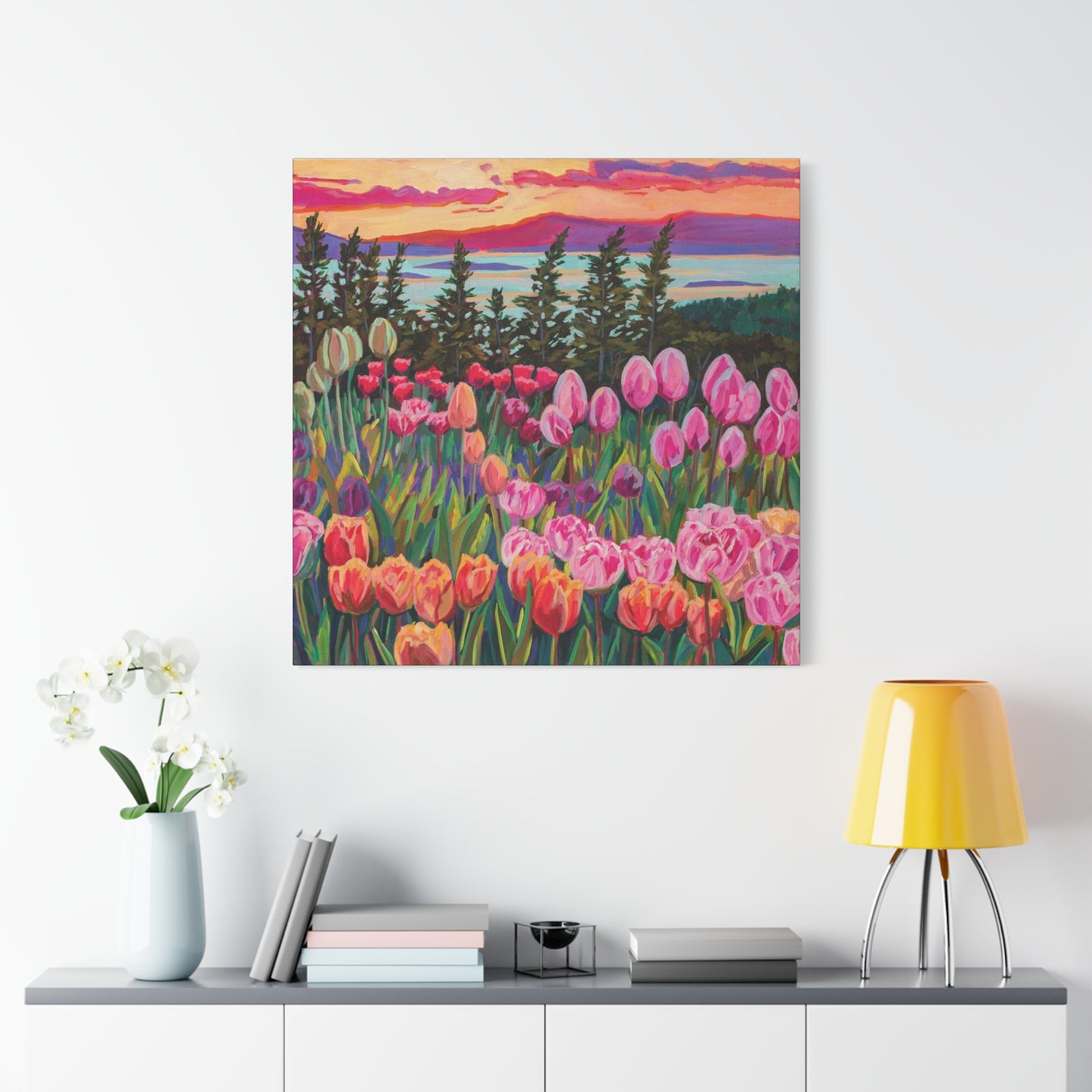 Wonder garden series- Tulip Sunset—Matte Canvas, Stretched, 1.25"