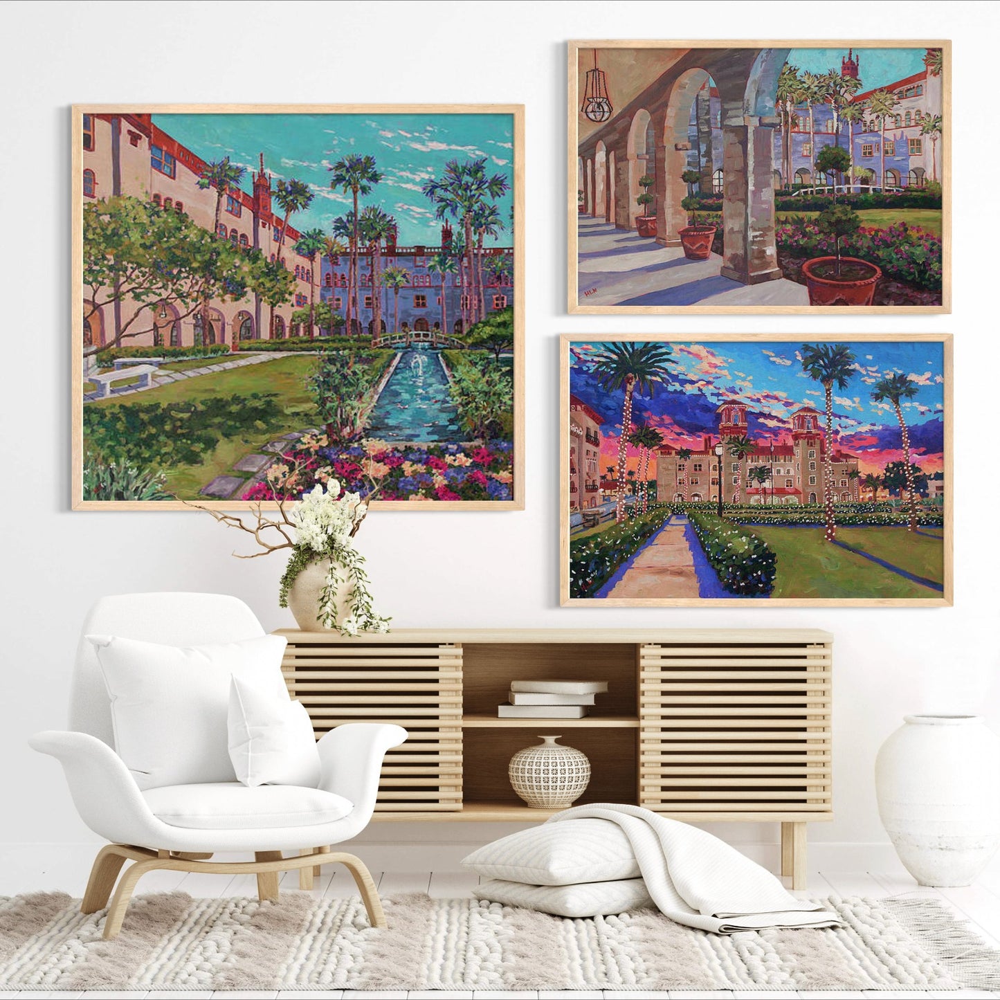 Courtyard of Hotel Alcazar landscape original painting